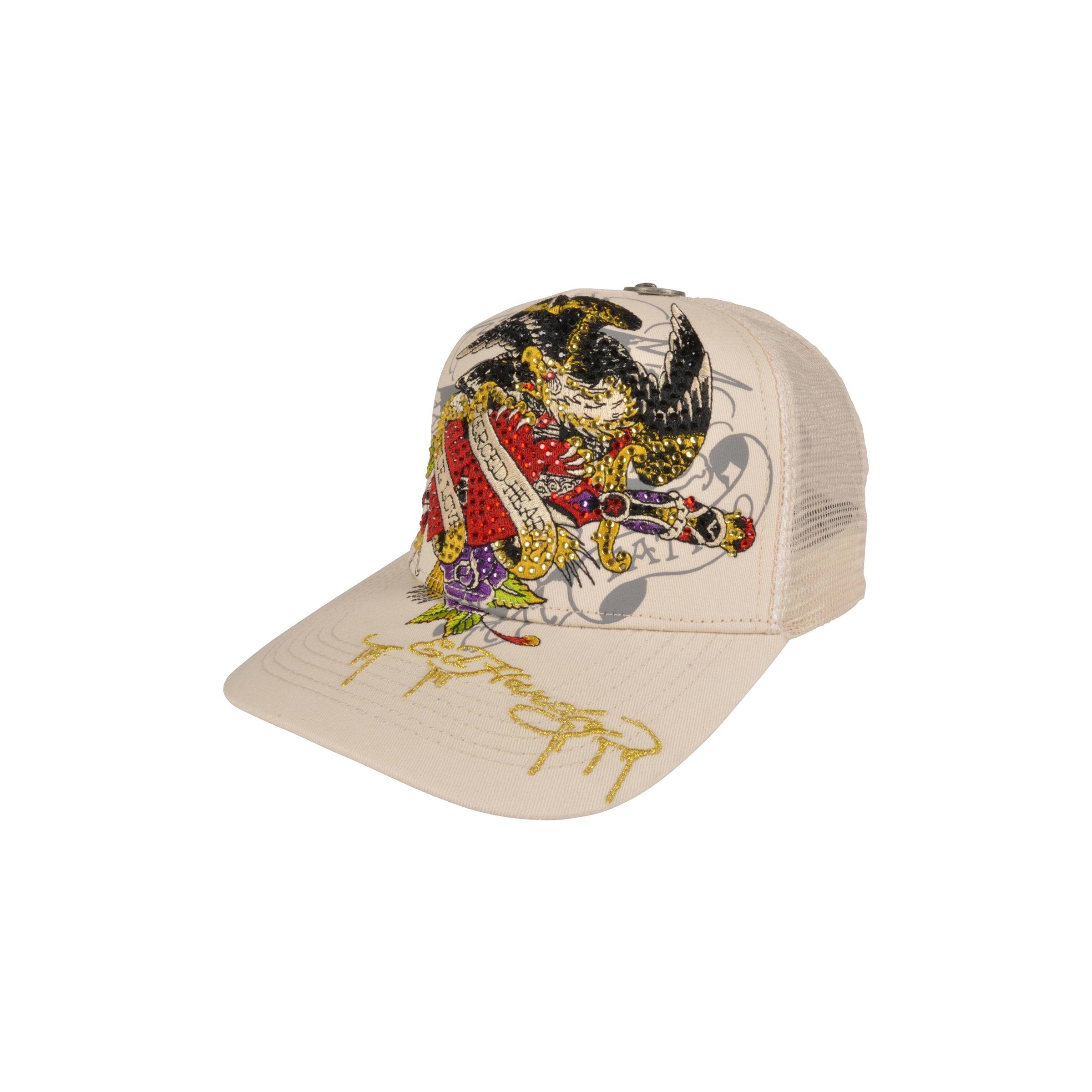 Ed Hardy Embroidered Eagle Rhinestone Snapback Hat-Cream - CREAM Thumbnail View 1