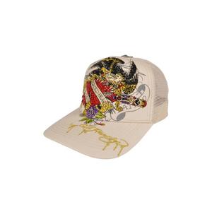 Ed Hardy Embroidered Eagle Rhinestone Snapback Hat-Cream