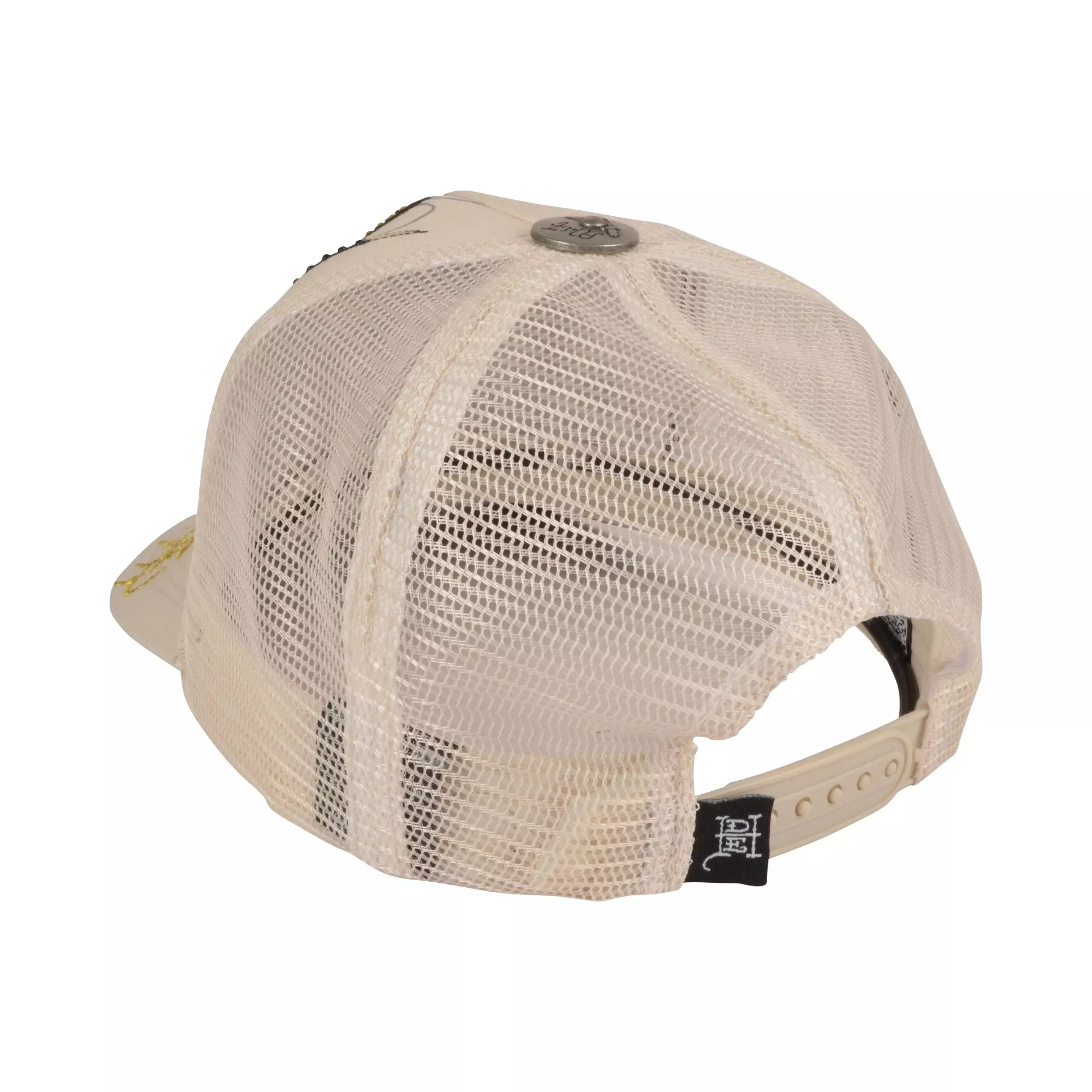 Ed Hardy Embroidered Eagle Rhinestone Snapback Hat-Cream - CREAM