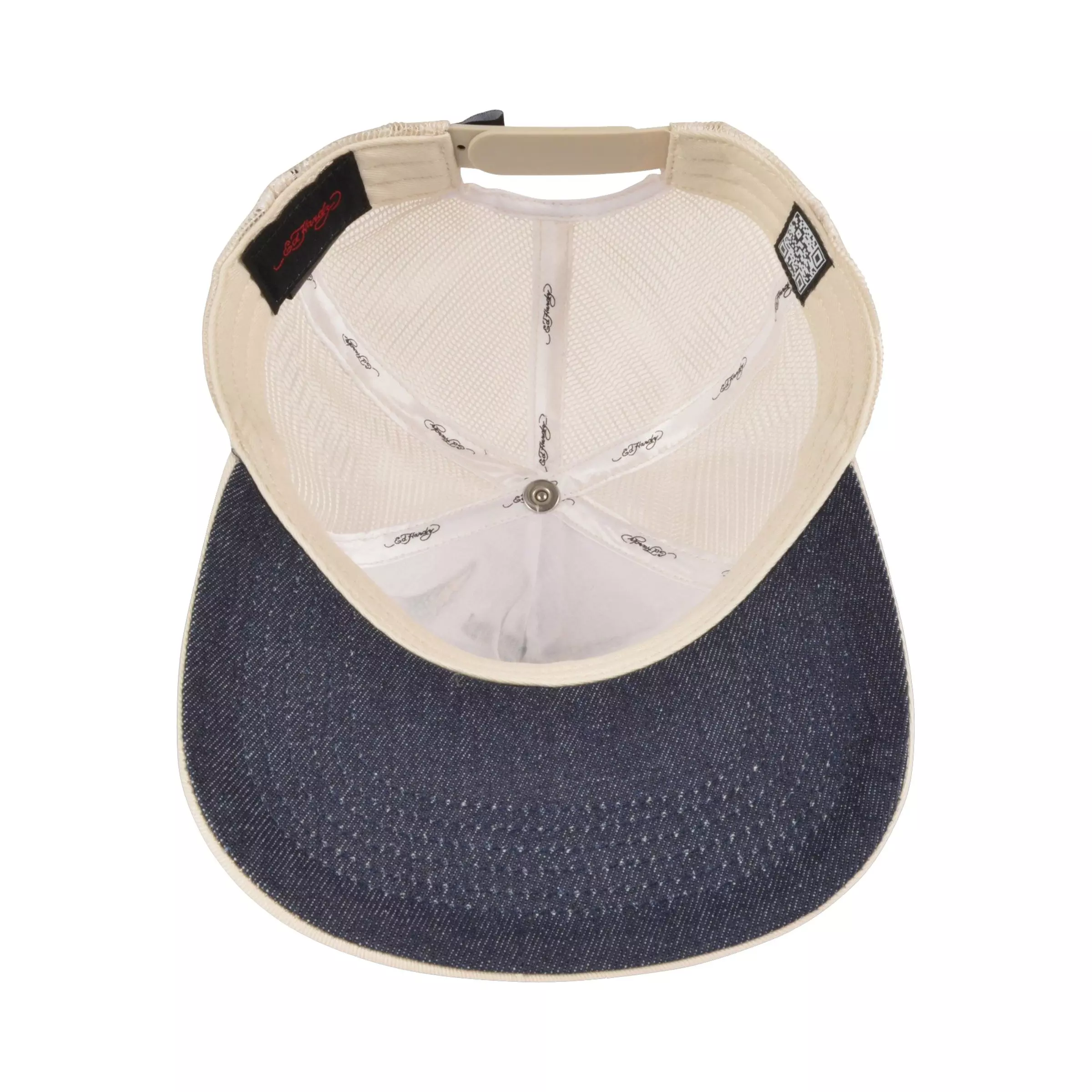 Ed Hardy Embroidered Eagle Rhinestone Snapback Hat-Cream - CREAM