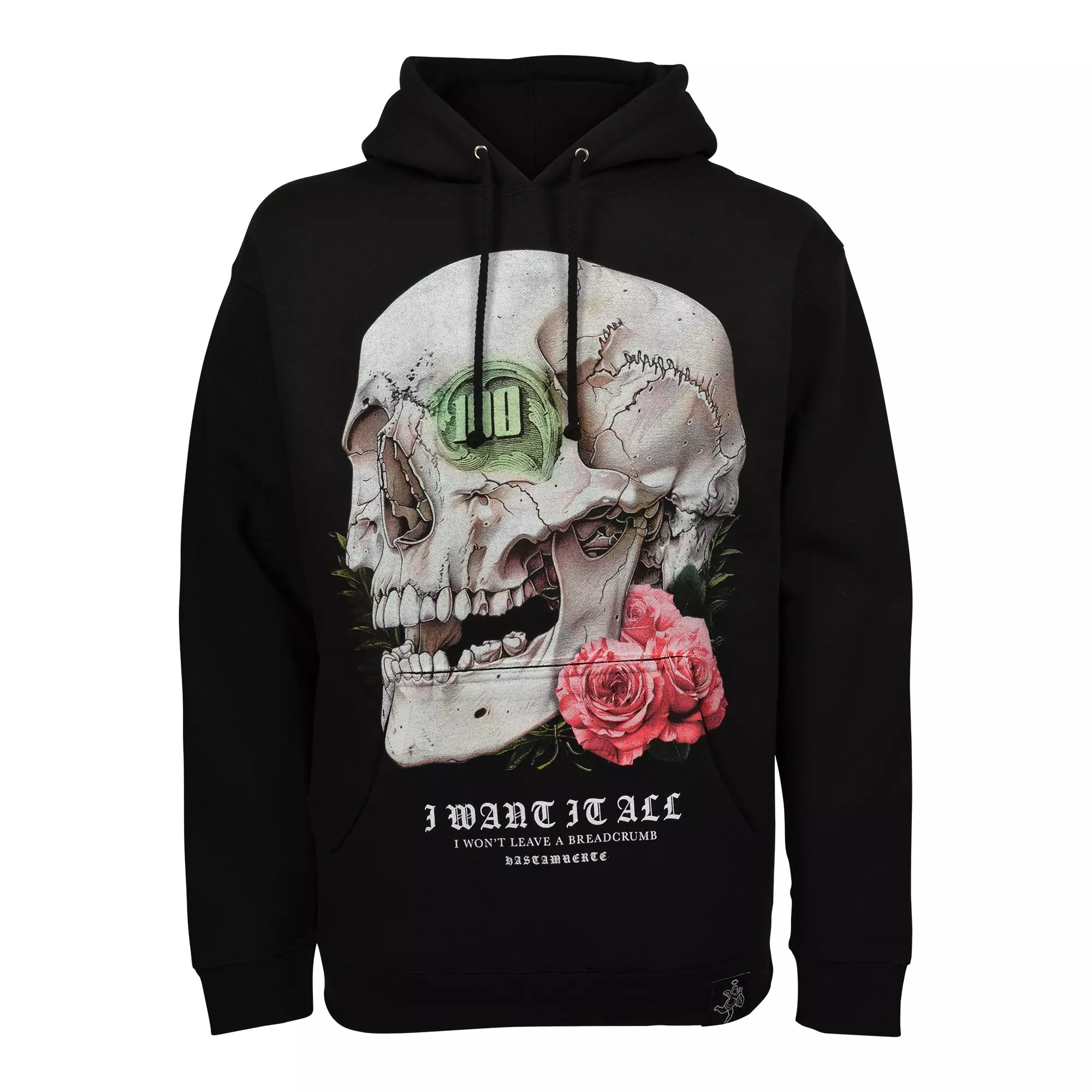 Hasta Muerte Men's Dollar Eye Skull Hoodie - BLACK