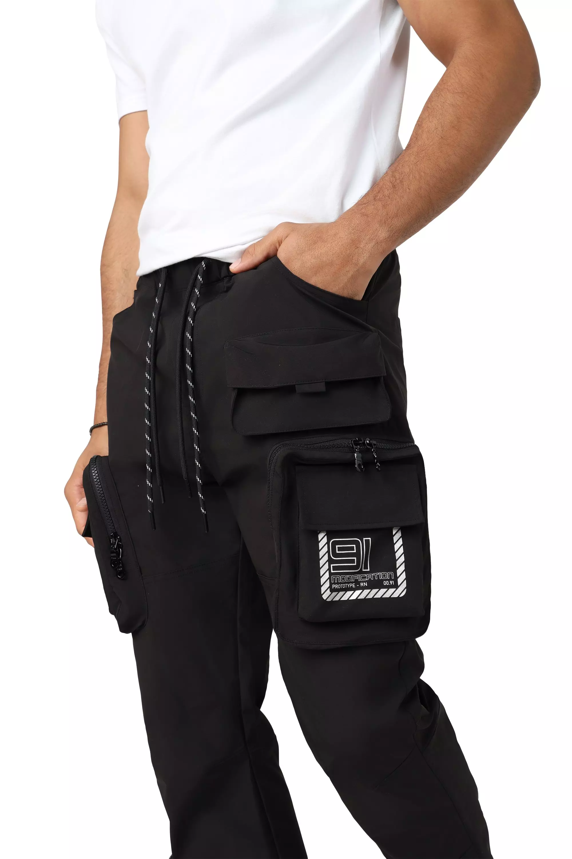 Grindhouse Men's Utility Nylon Cargo Pants - Black - BLACK