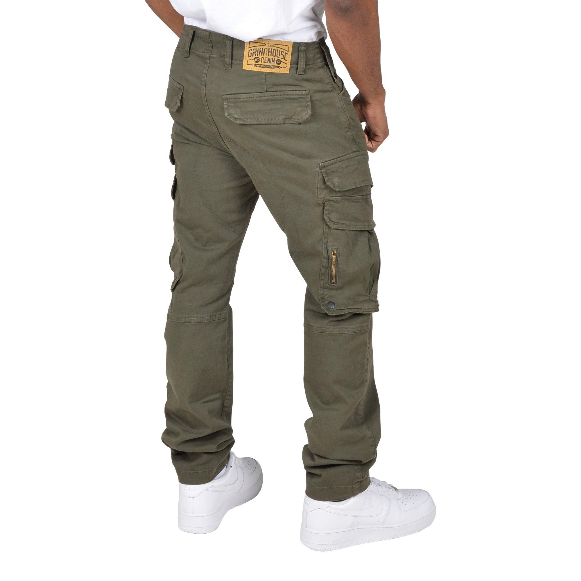 Grindhouse Men's Olive Twill Cargo Pocket Pants - OLIVE Thumbnail View 4
