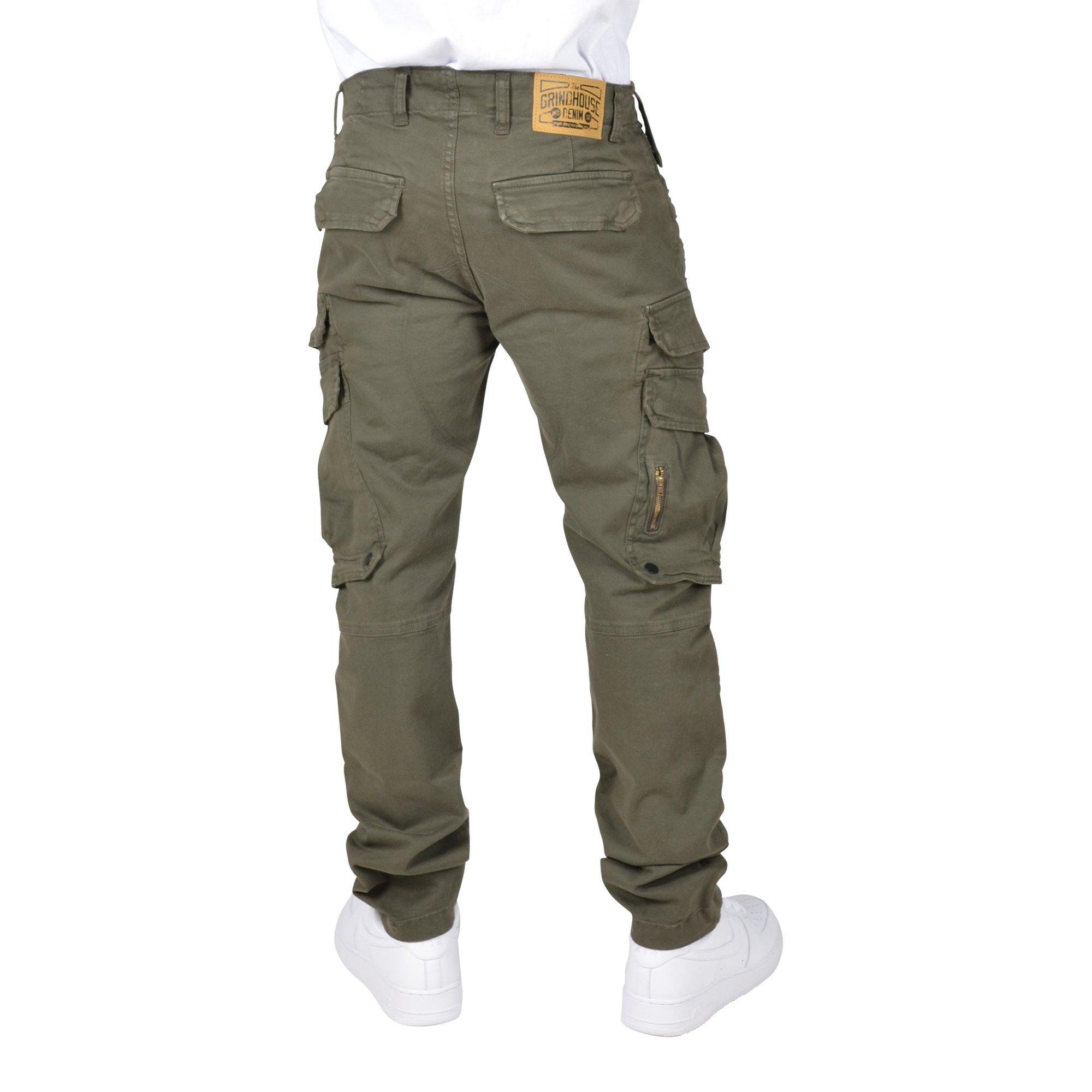 Grindhouse Men's Olive Twill Cargo Pocket Pants - OLIVE Thumbnail View 5
