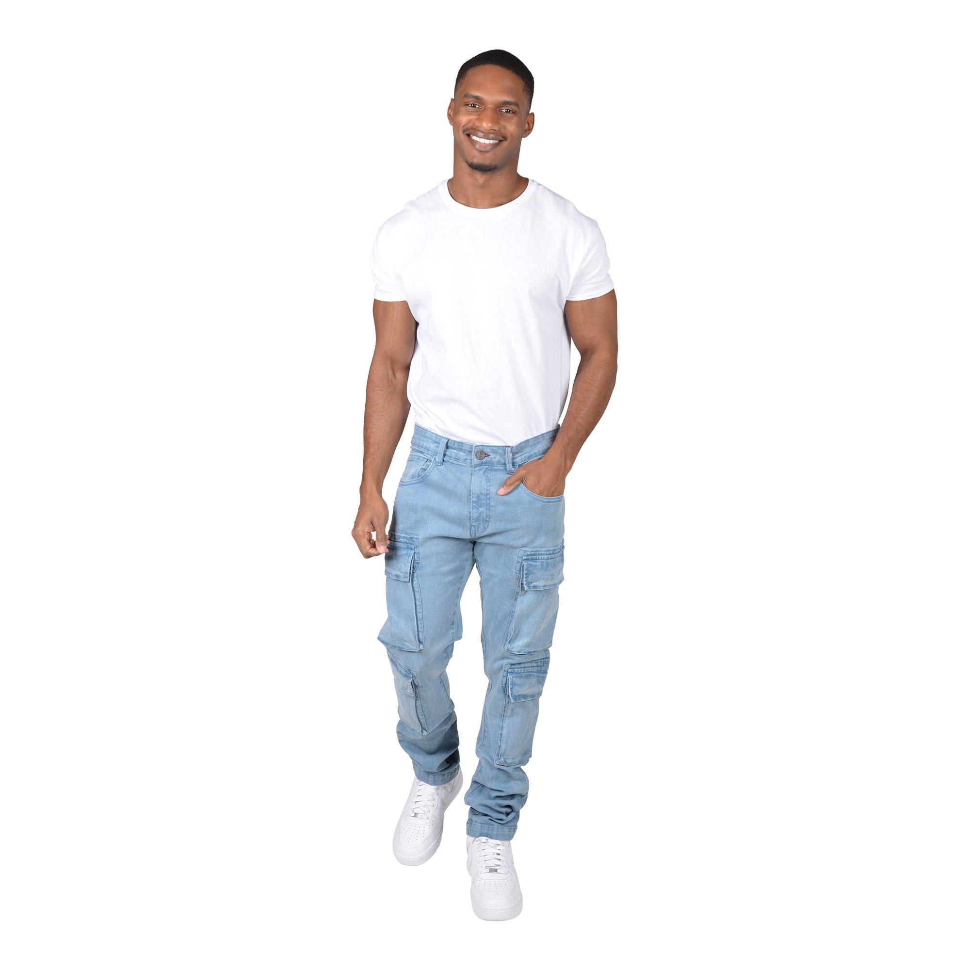 Grindhouse Men's Blue Overspray Cargo Pockets Pants