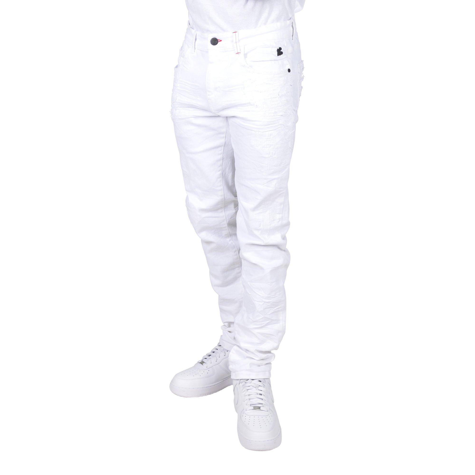 Grindhouse White with Textured Applique Men's Jeans