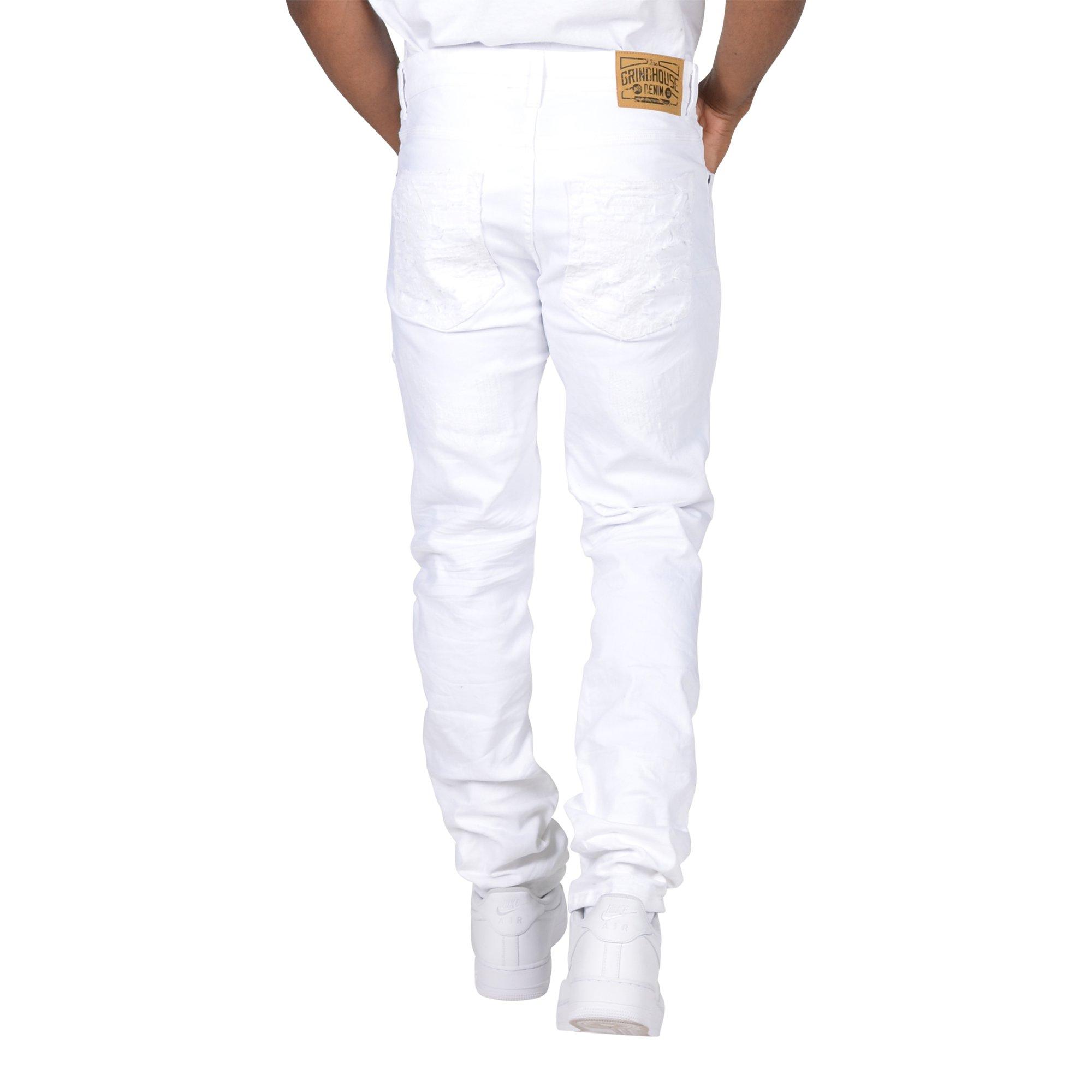Grindhouse White with Textured Applique Men's Jeans