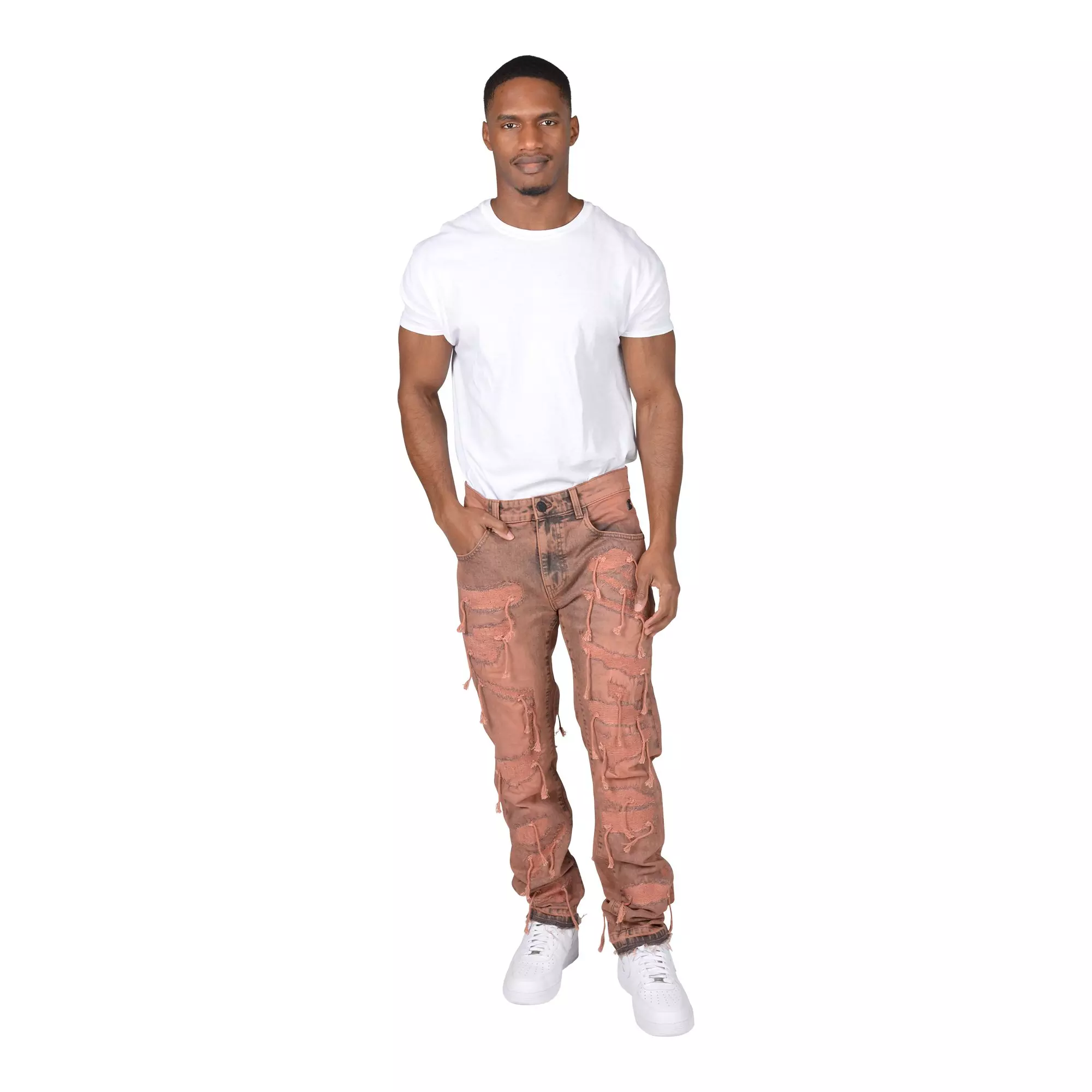 Grindhouse Men's Coral Overspray Rips with Strings Pants - CORAL