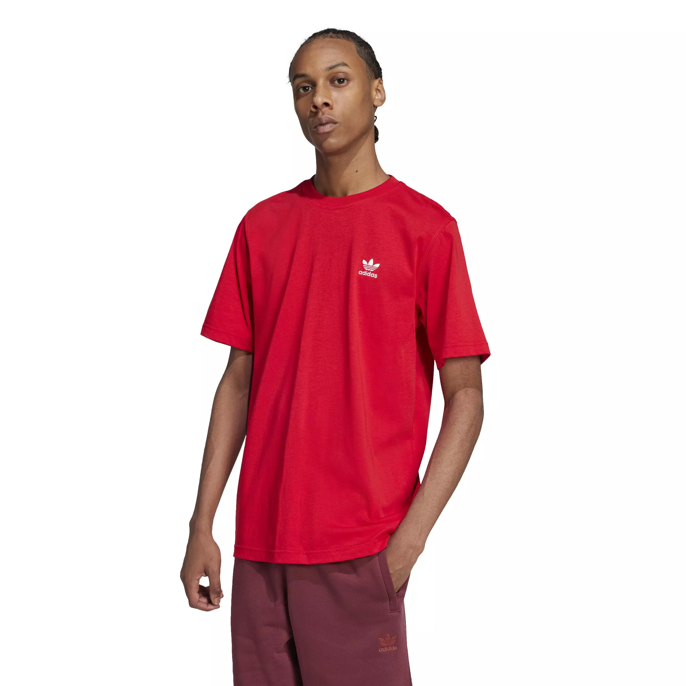 adidas Originals Men's Trefoil Essentials Tee - SCARLET