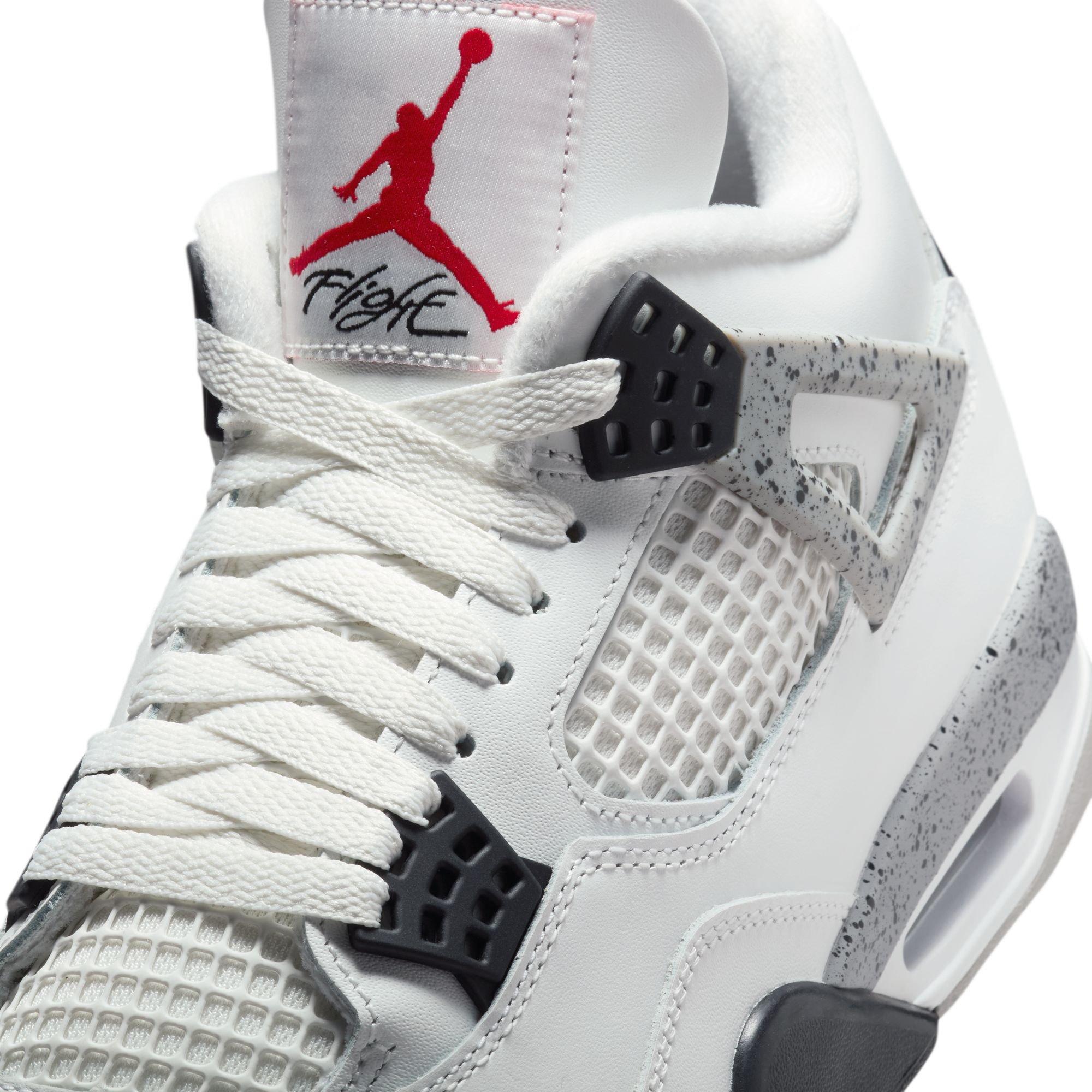 Jordan 4 Retro "White Cement"​ Men's Shoe - SUMMIT WHITE/FIRE RED/CEMENT GREY Thumbnail View 4