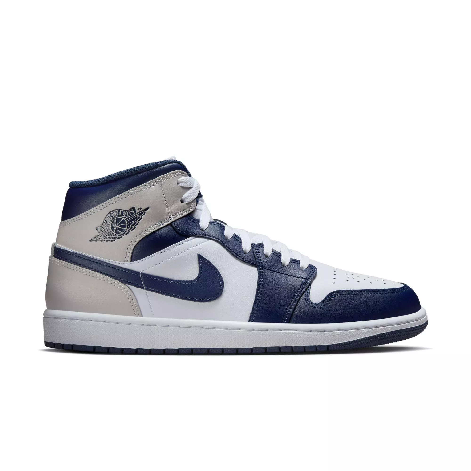 Jordan 1 Mid "White/Midnight Navy/Neutral Grey" Men's Shoe - WHITE/NAVY