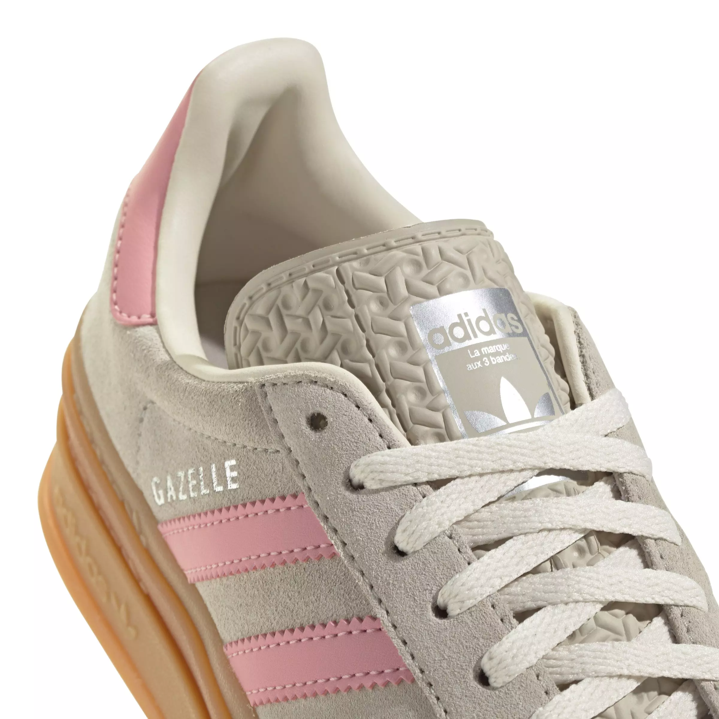 adidas Originals Gazelle Bold "Wonder Alumina/Semi Pink Spark/Cream White" Grade School Girls' Shoe - GREY/PINK