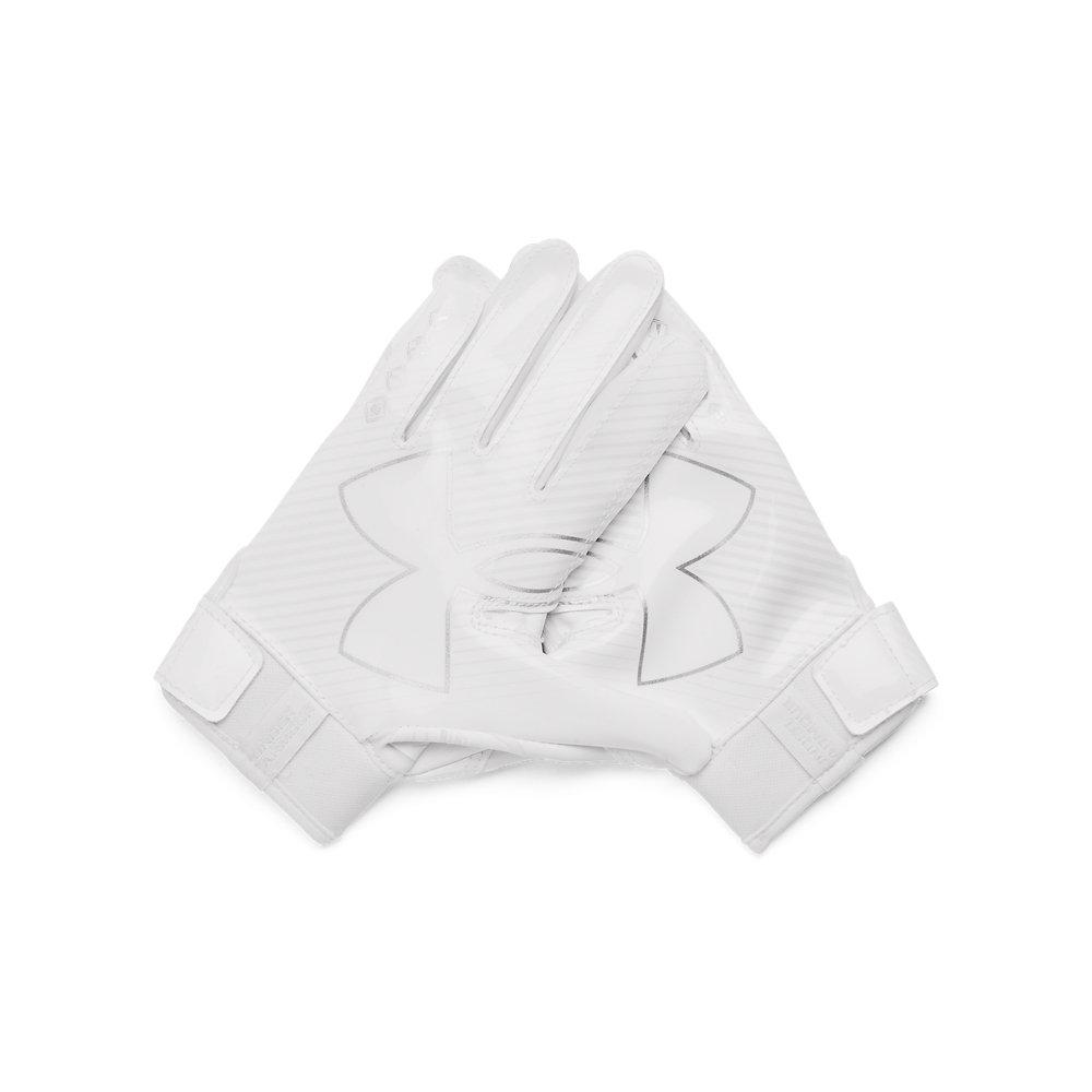 Under Armour F9 Pee Wee Receiver Football Youth White/Silver Gloves