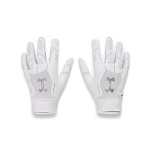 Under Armour F9 Pee Wee Receiver Football Gloves - White/Silver