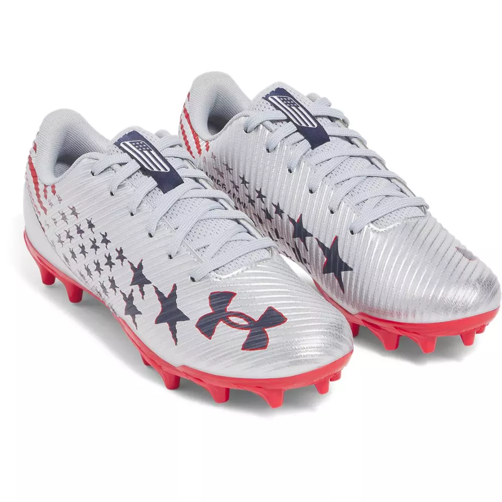Under Armour Blur Select Jr "USA" Grade School Boys' Football Cleat - SILVER/NAVY
