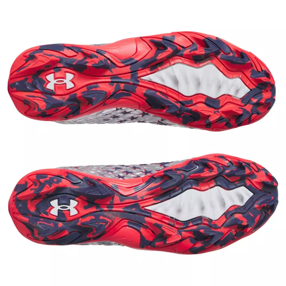 Under Armour Spotlight Hammer Jr "USA" Preschool Boys' Football Cleat - SILVER/NAVY