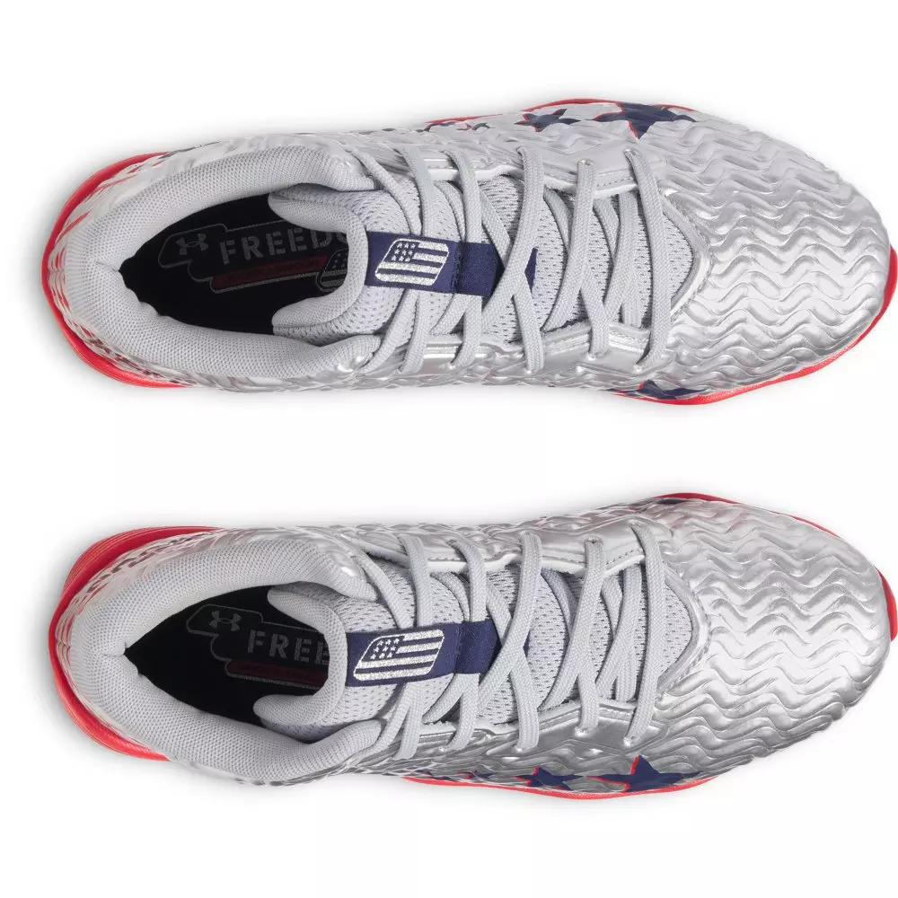 Under Armour Spotlight Hammer Jr "USA" Preschool Boys' Football Cleat - SILVER/NAVY