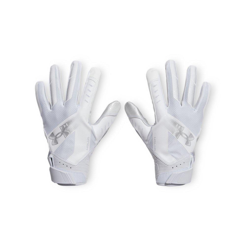 Under Armour Adult Blur Football Receiver Gloves - White/Silver - WHITE/SILVER Thumbnail View 1