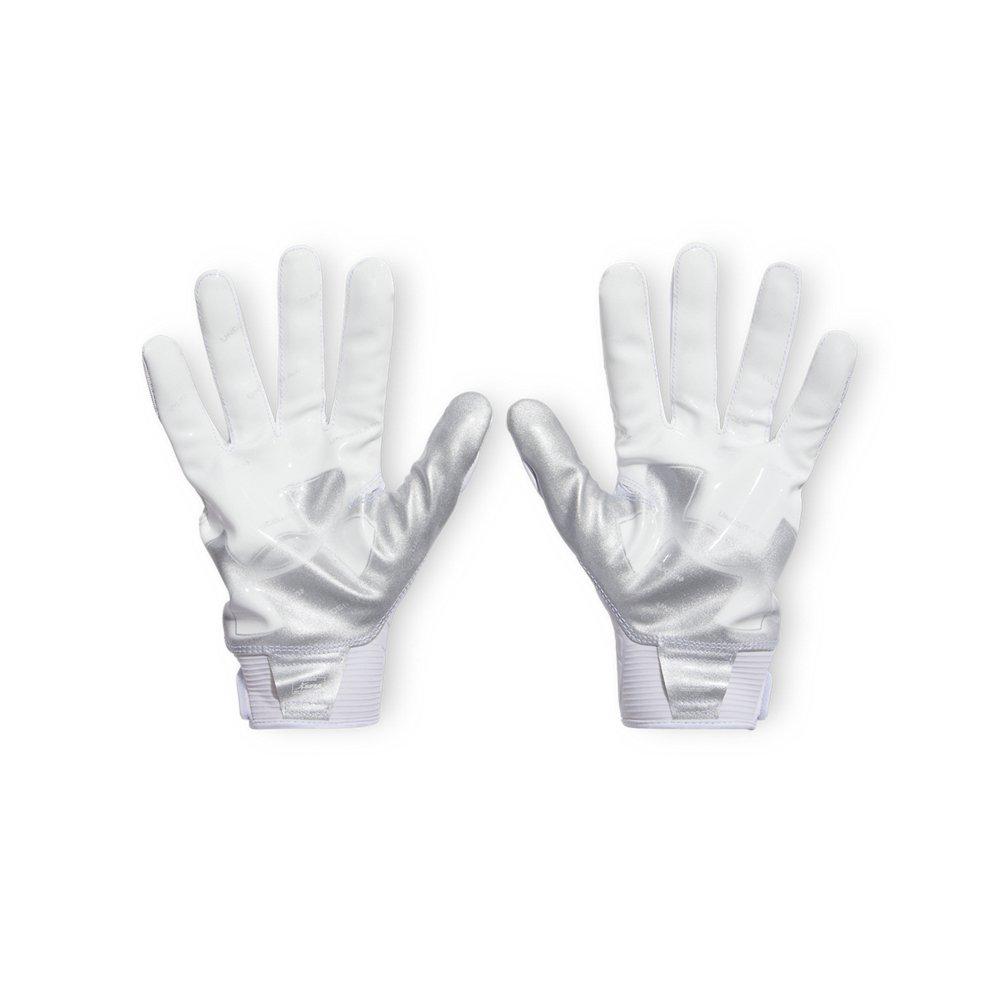 Under Armour Adult Blur Football Receiver Gloves - White/Silver - WHITE/SILVER Thumbnail View 2