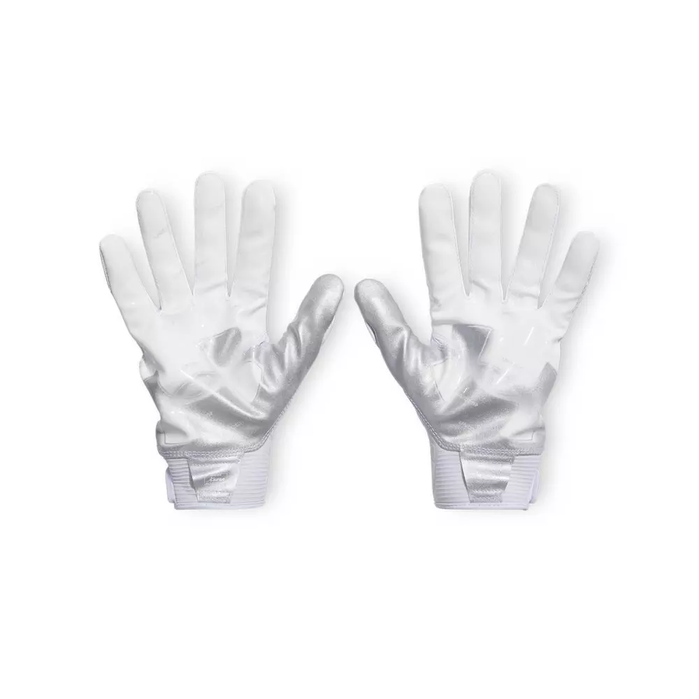 Under Armour Adult Blur Football Receiver Gloves - White/Silver - WHITE/SILVER