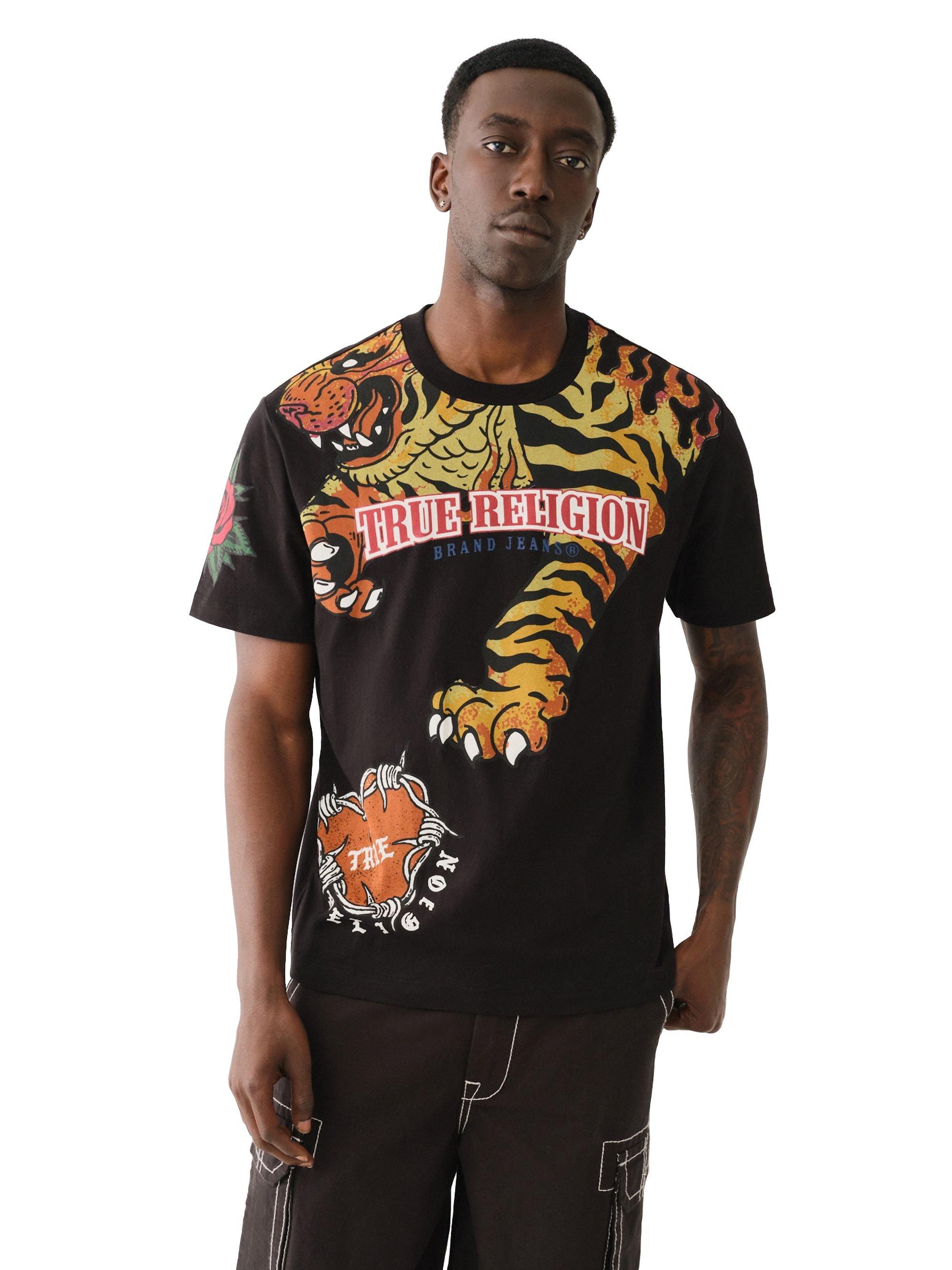 True Religion Men's Tiger Heart Tee - Black - BLACK