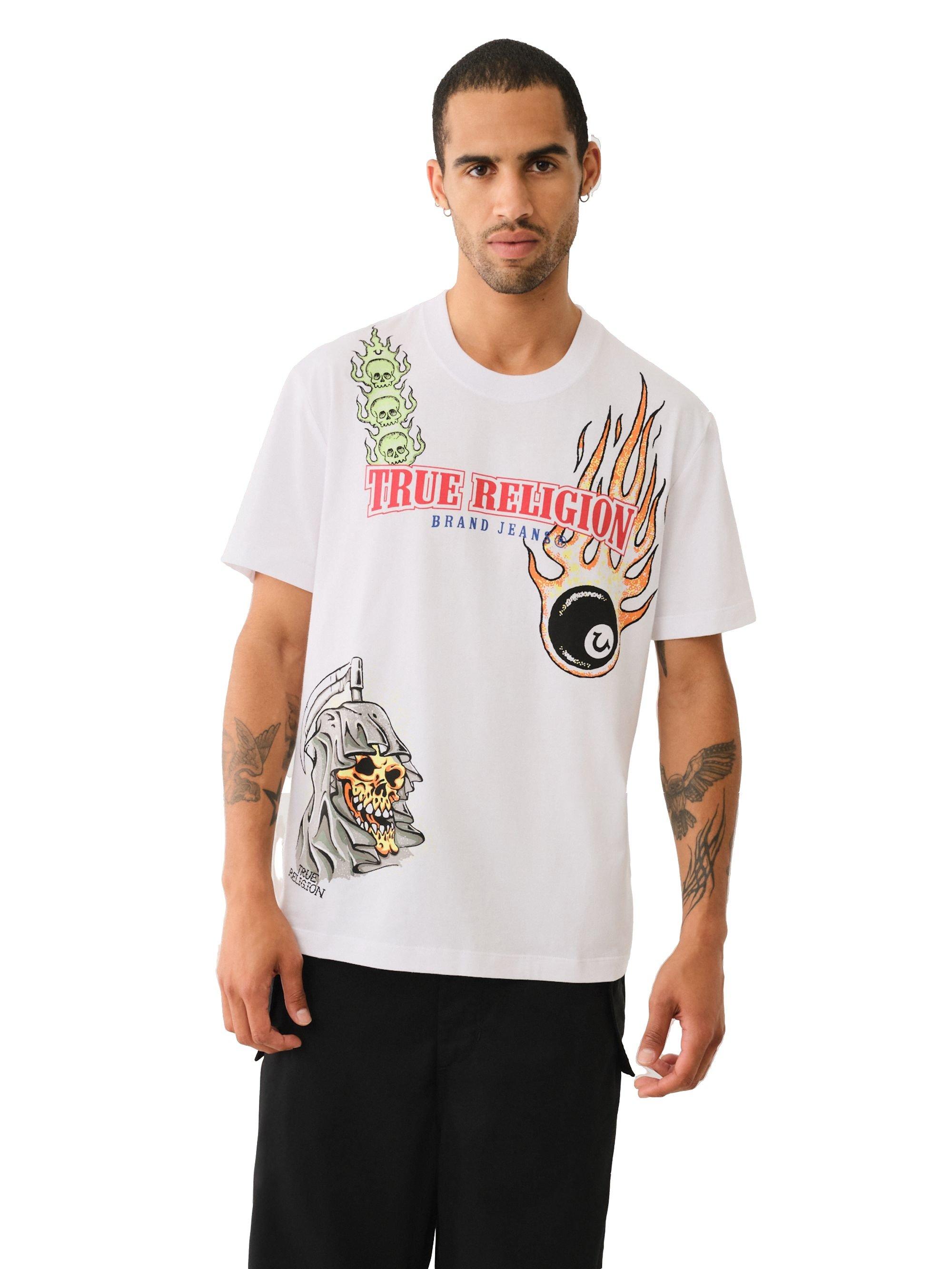 True Religion Men's Tattoo Tee - White - WHITE