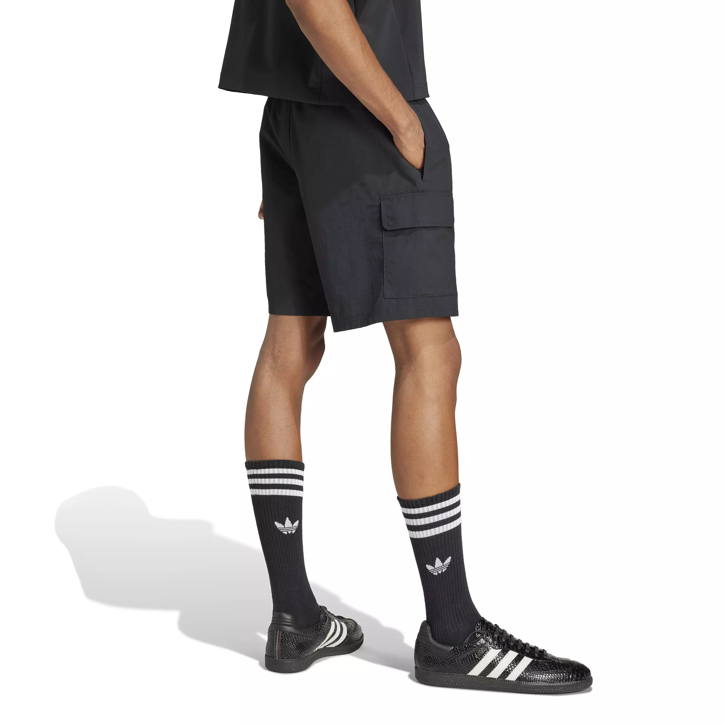 adidas Originals Men's Trefoil Essentials Woven Cargo Shorts - BLACK