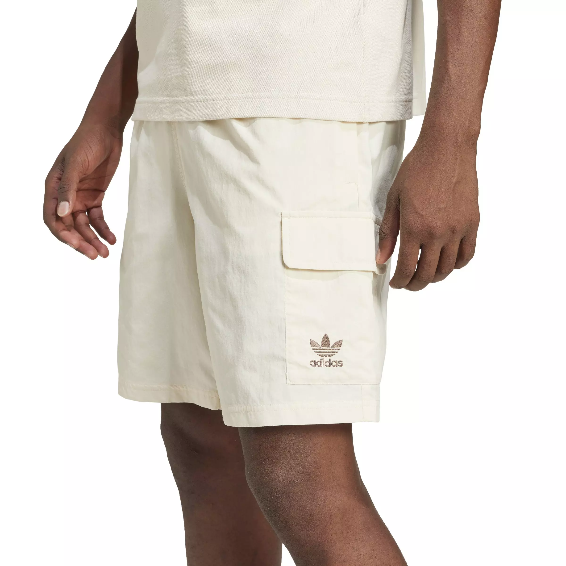 adidas Originals Men's Trefoil Essentials Woven Cargo Shorts-White - WHITE