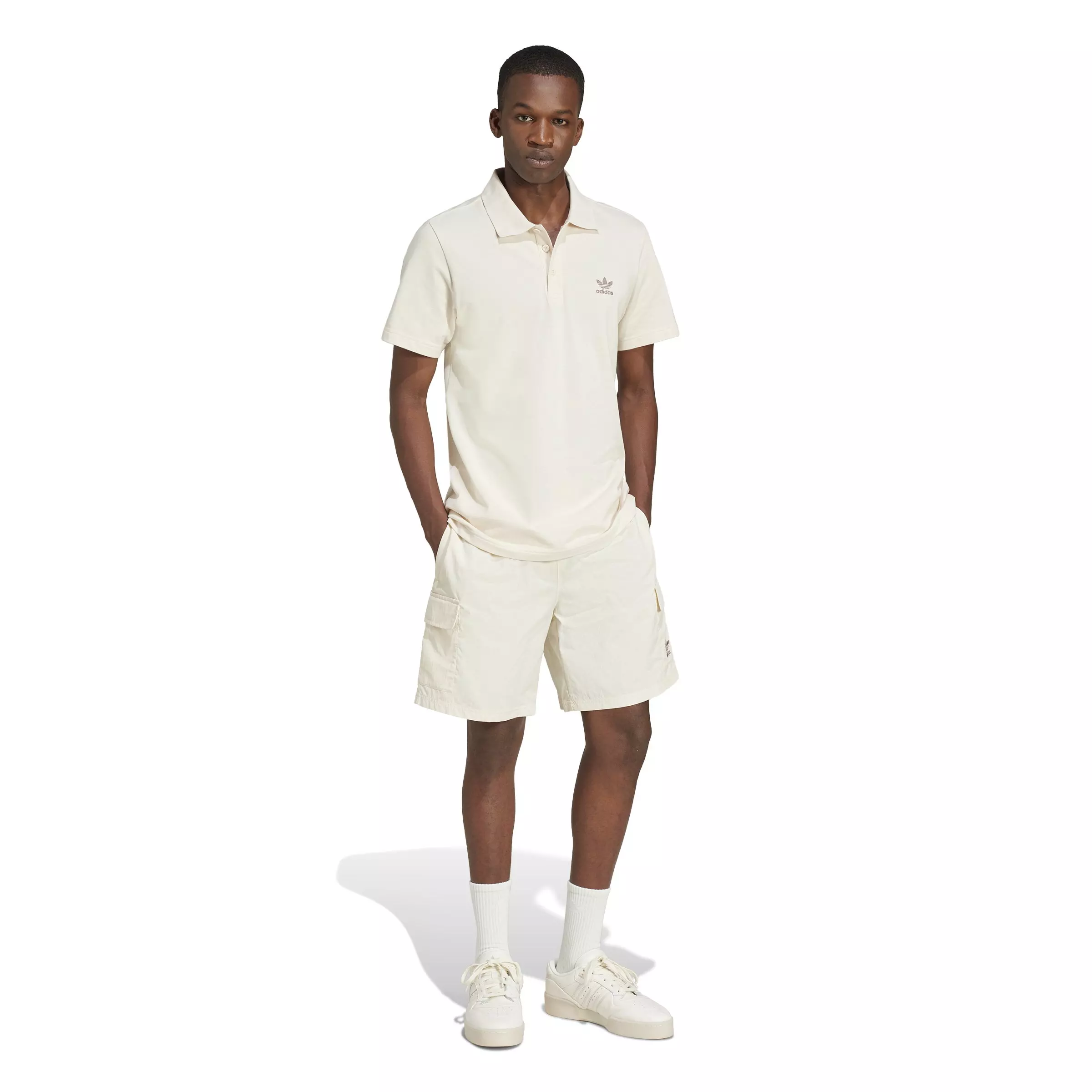 adidas Originals Men's Trefoil Essentials Woven Cargo Shorts-White - WHITE