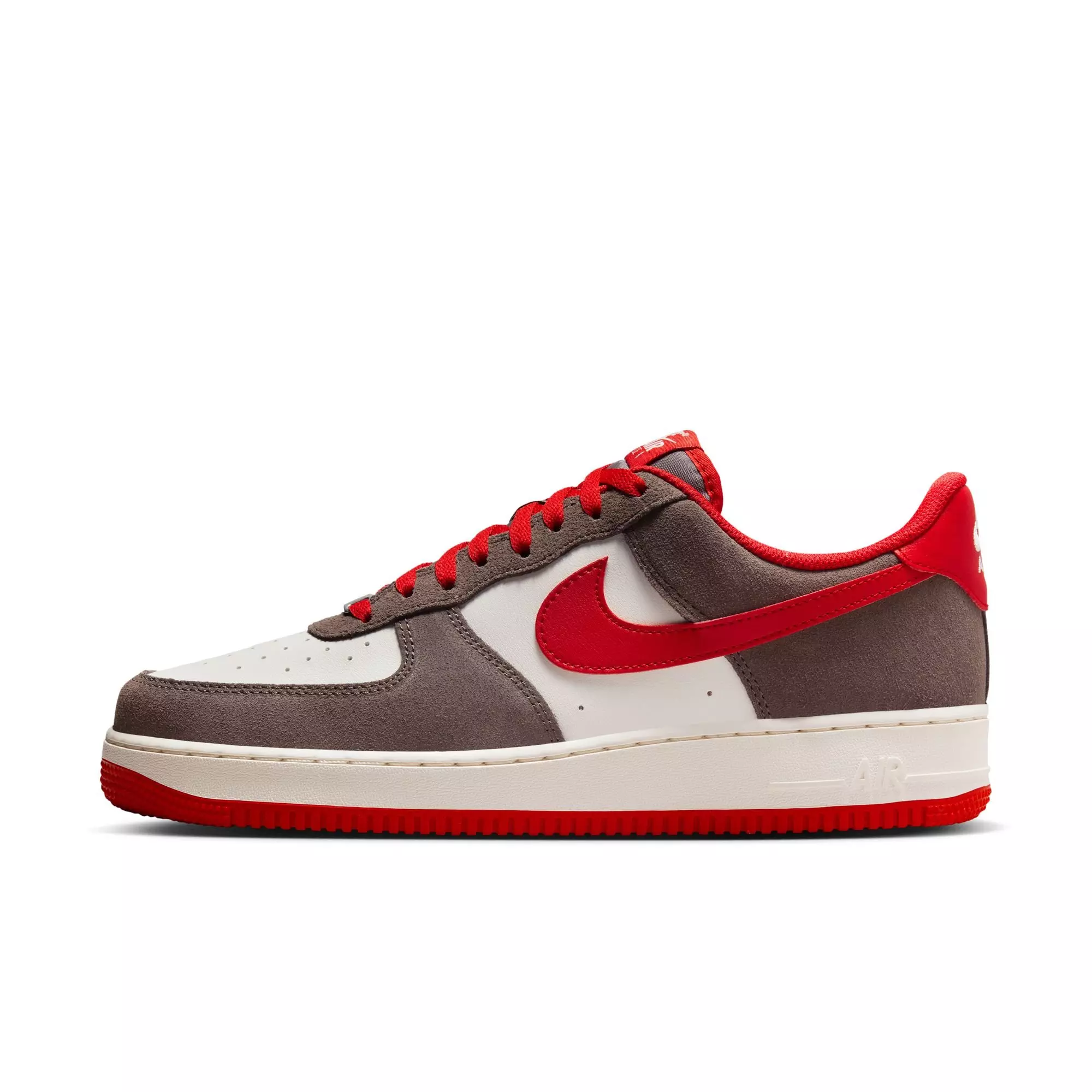 Nike Air Force 1 '07 LV8 "Cave Stone/University Red/Sail" Men's Shoe - GREY/RED