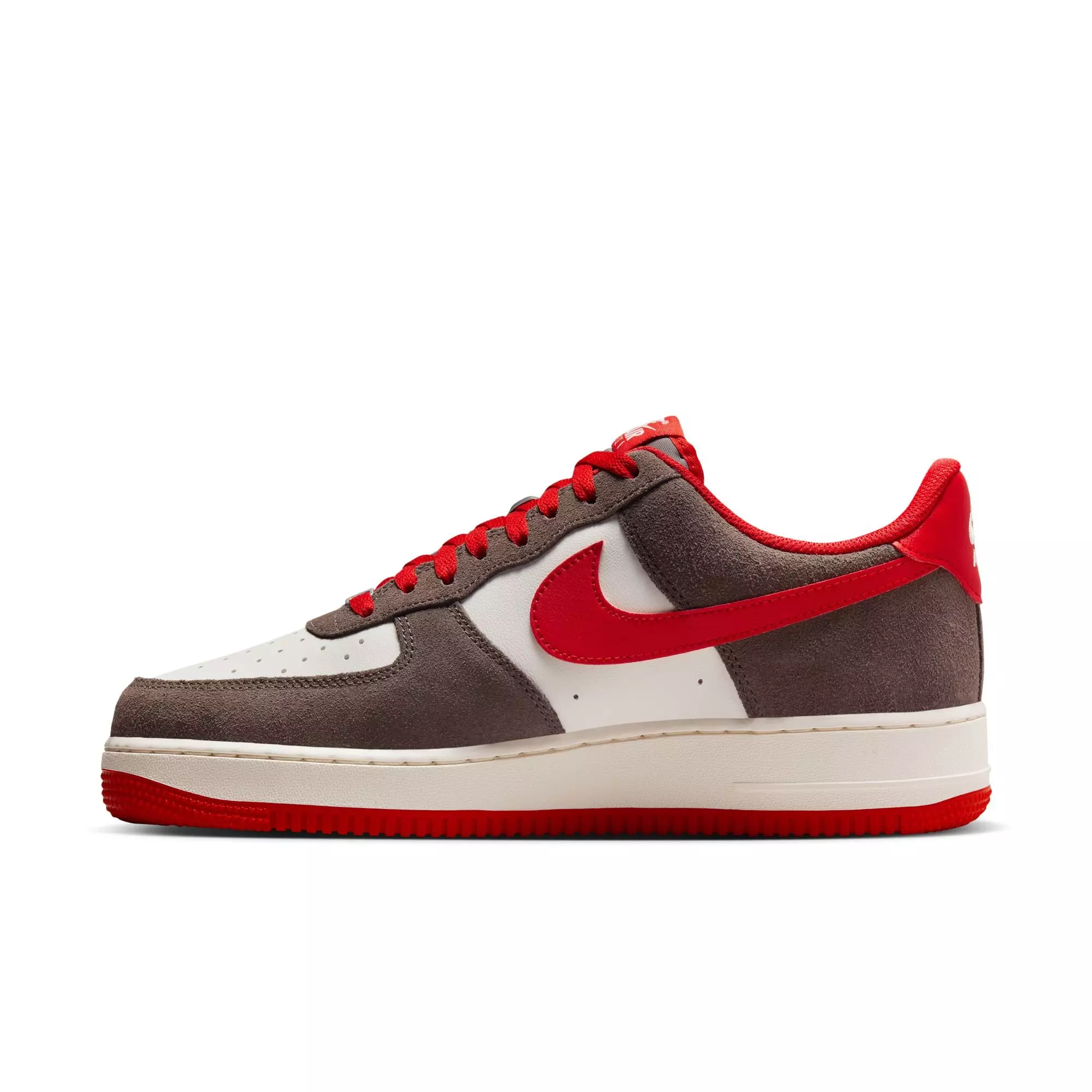 Nike Air Force 1 '07 LV8 "Cave Stone/University Red/Sail" Men's Shoe - GREY/RED