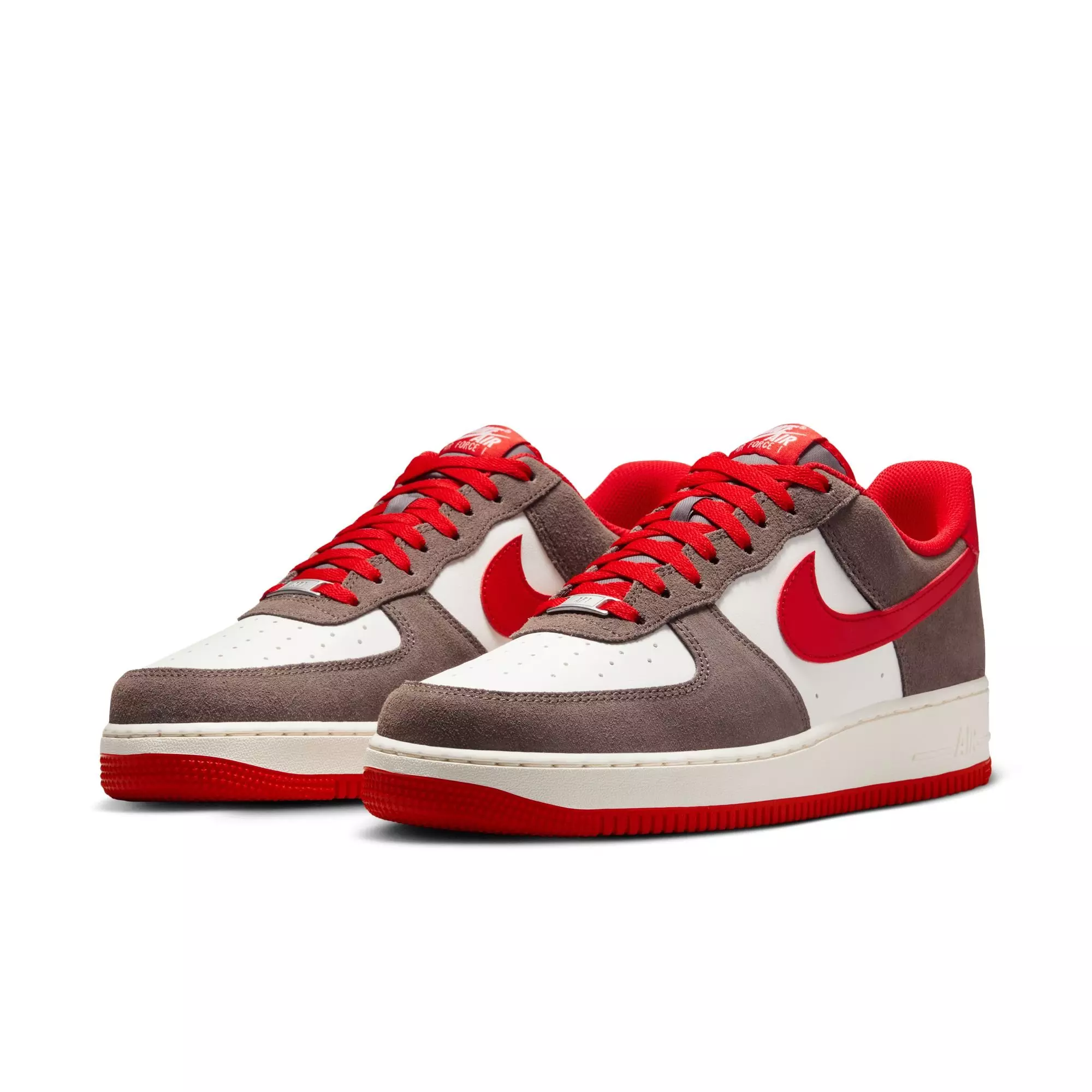 Nike Air Force 1 '07 LV8 "Cave Stone/University Red/Sail" Men's Shoe - GREY/RED