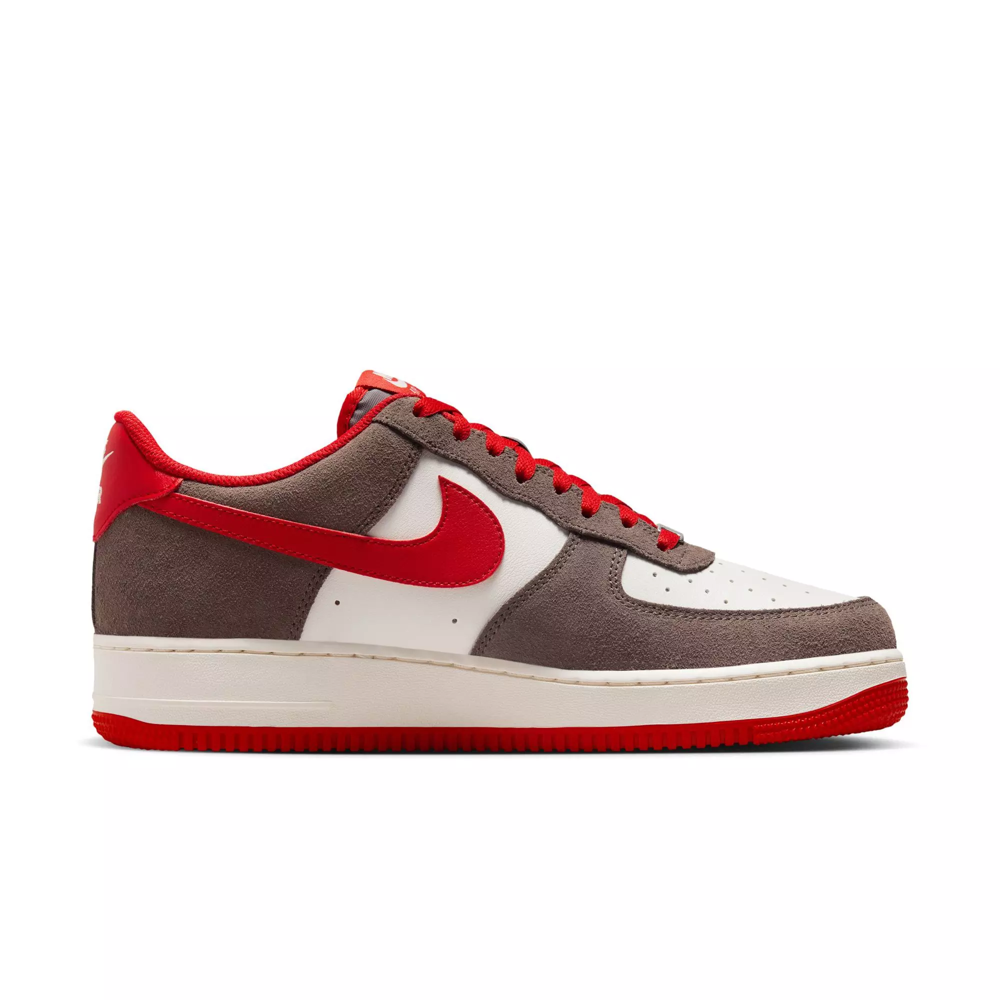 Nike Air Force 1 '07 LV8 "Cave Stone/University Red/Sail" Men's Shoe - GREY/RED