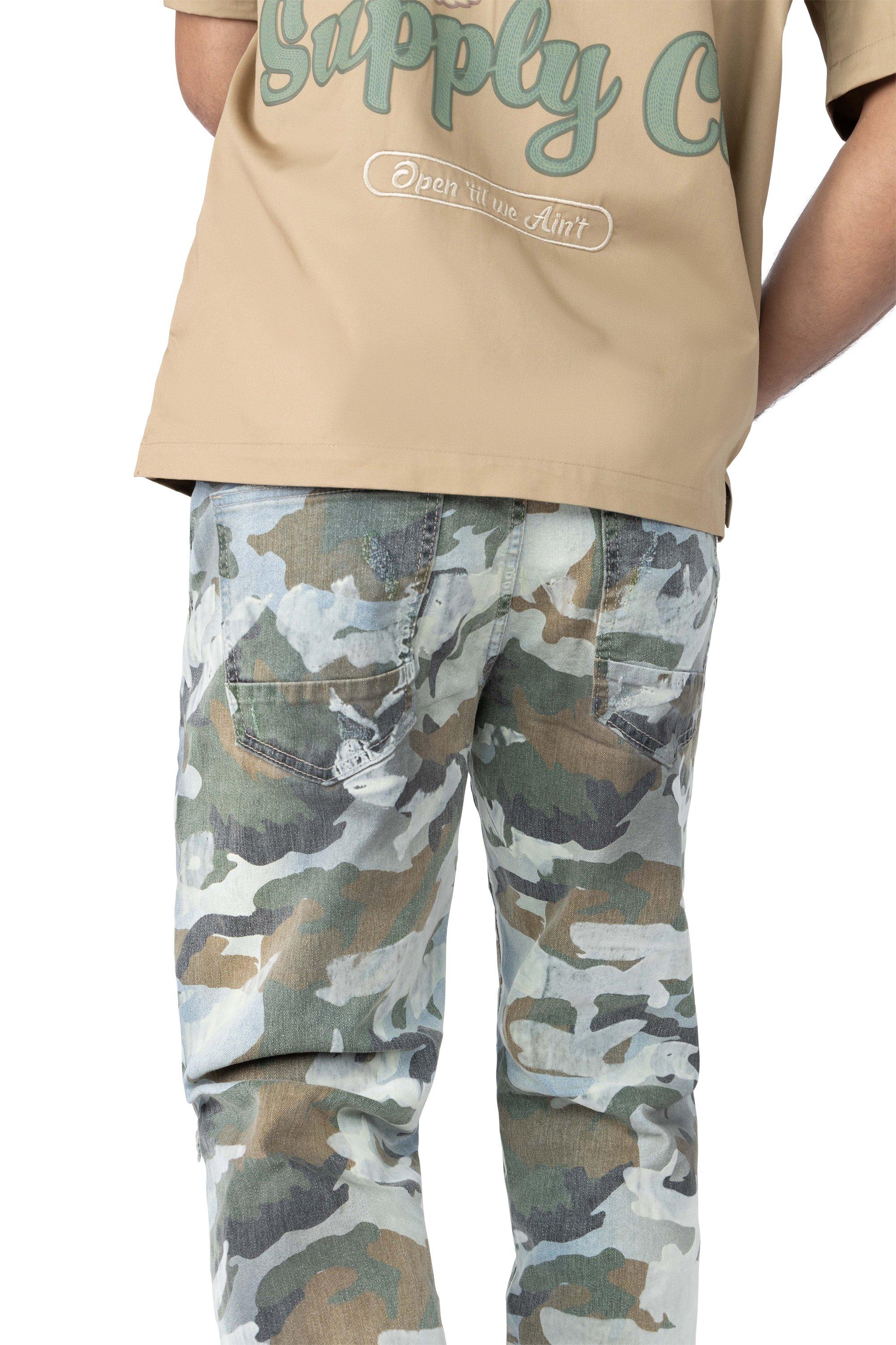 Smoke Rise Men's Flocked Aspen Straight Fit Jeans - Camo - CAMOUFLAGE Thumbnail View 4