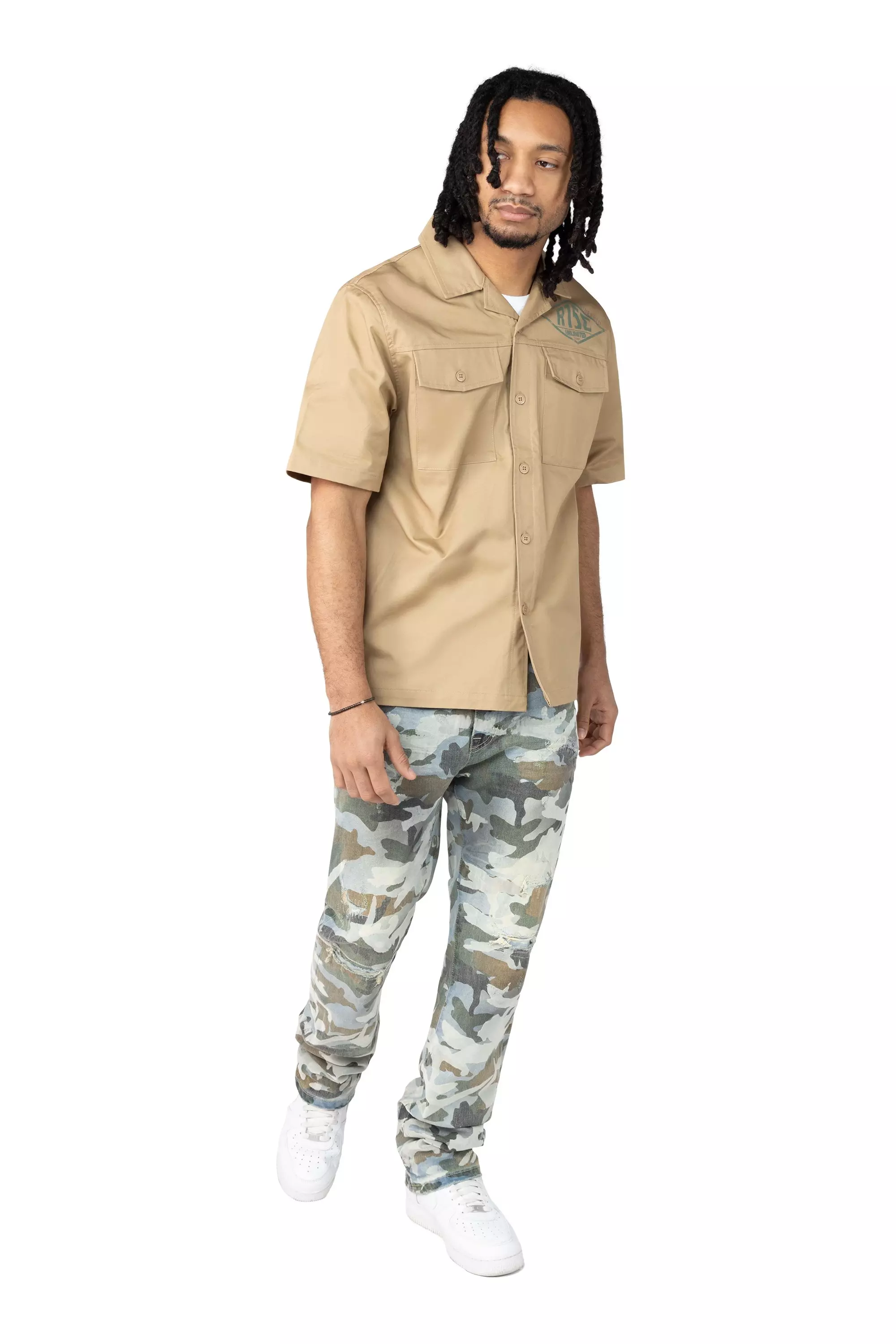 Smoke Rise Men's Flocked Aspen Straight Fit Jeans - Camo - CAMOUFLAGE