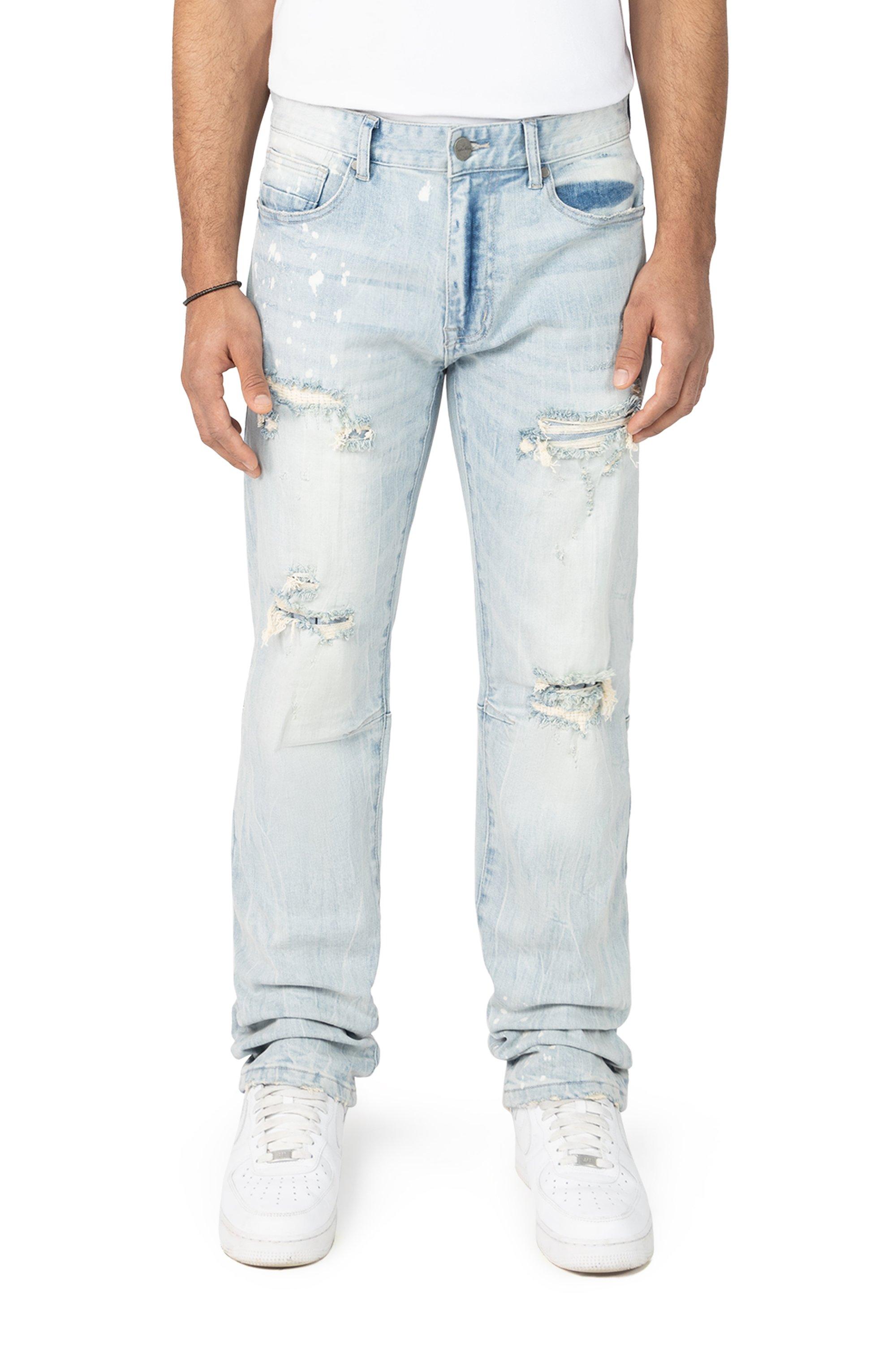 Smoke Rise Men's Straight Fit Palermo Blue Denim Jeans - BLUE Thumbnail View 1