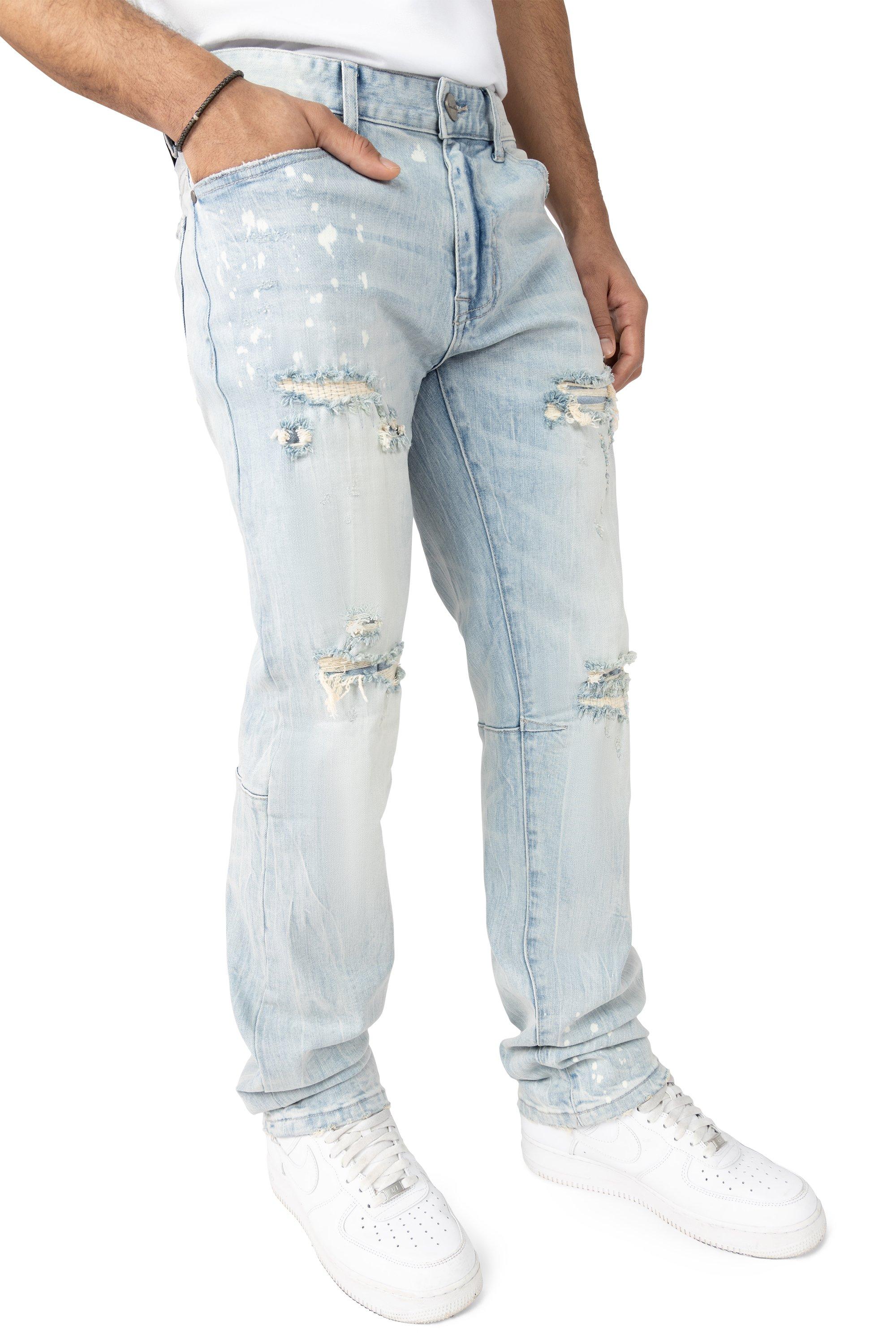 Smoke Rise Men's Straight Fit Palermo Blue Denim Jeans - BLUE Thumbnail View 4
