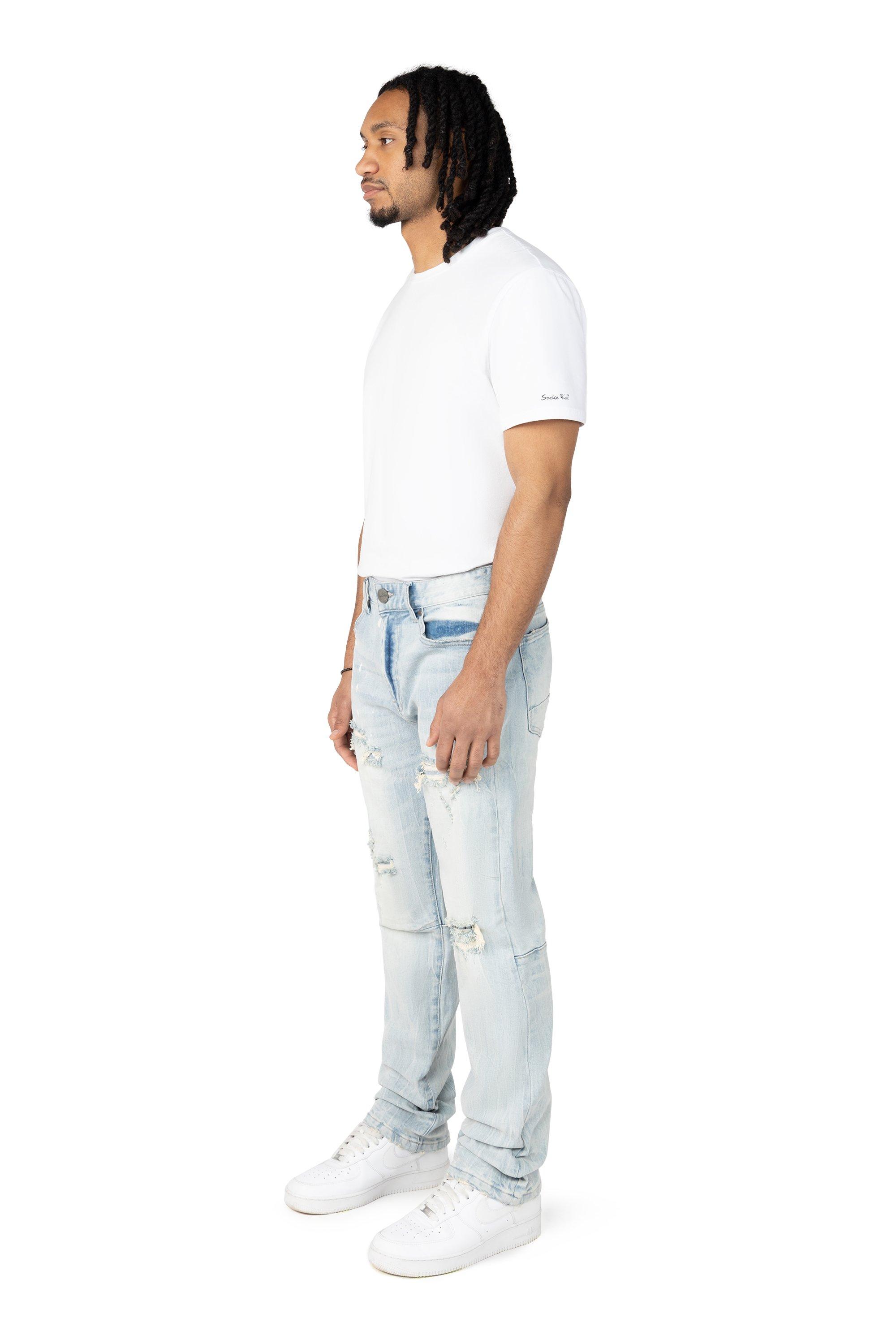 Smoke Rise Men's Straight Fit Palermo Blue Denim Jeans - BLUE Thumbnail View 9