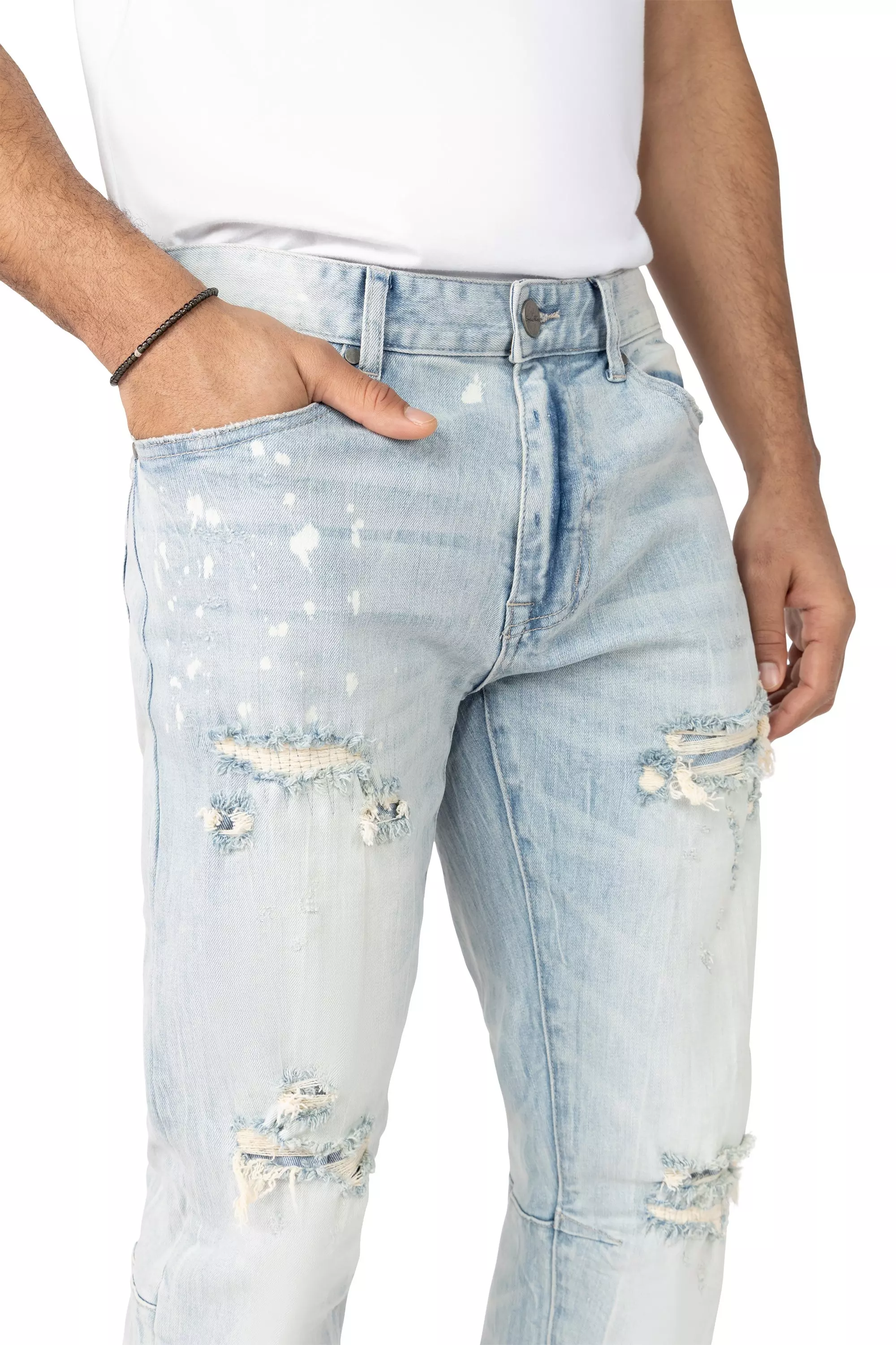 Smoke Rise Men's Straight Fit Palermo Blue Denim Jeans - BLUE