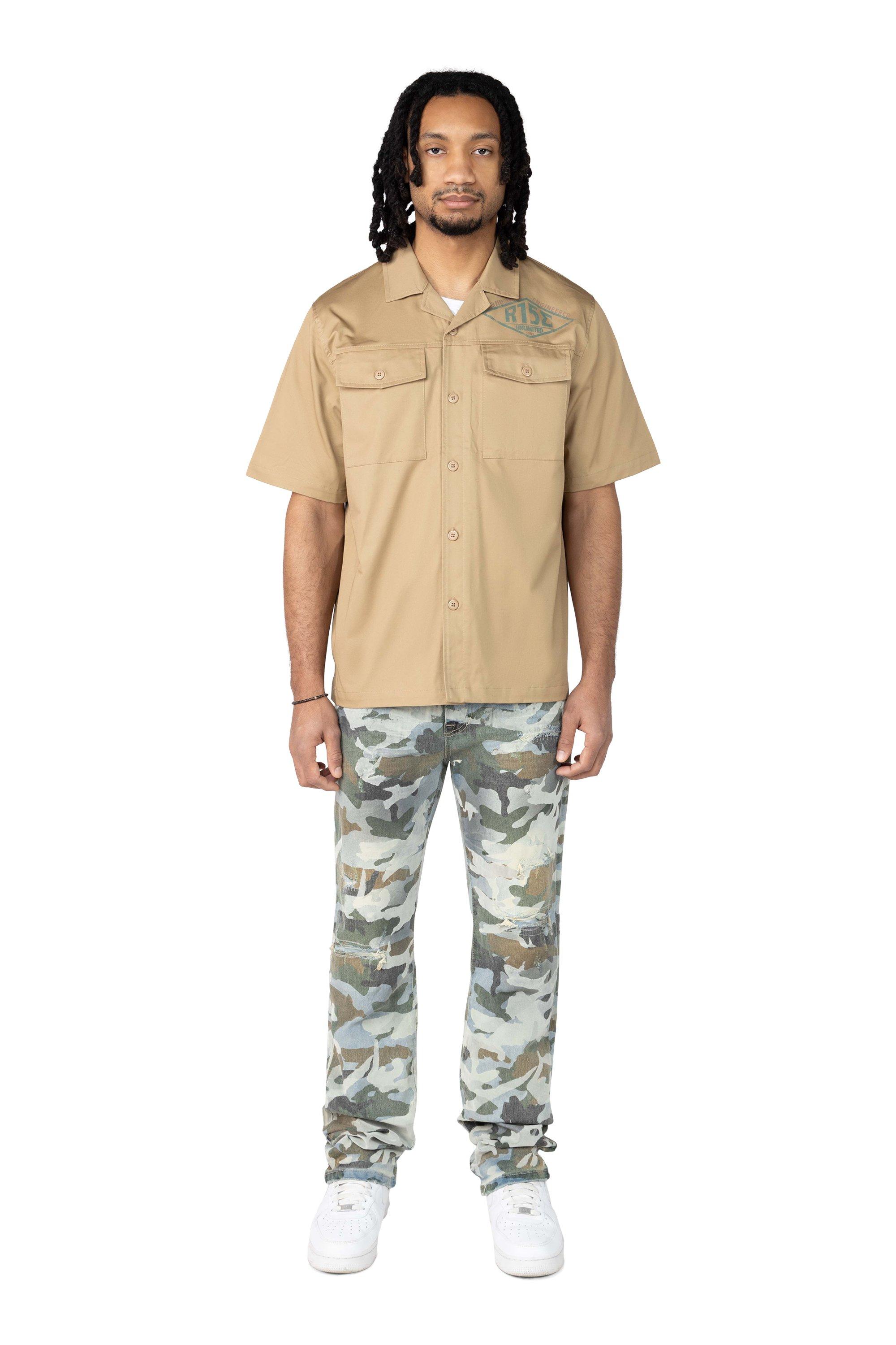 Smoke Rise Men's Tiger Supply Co Woven Shirt - KHAKI Thumbnail View 3