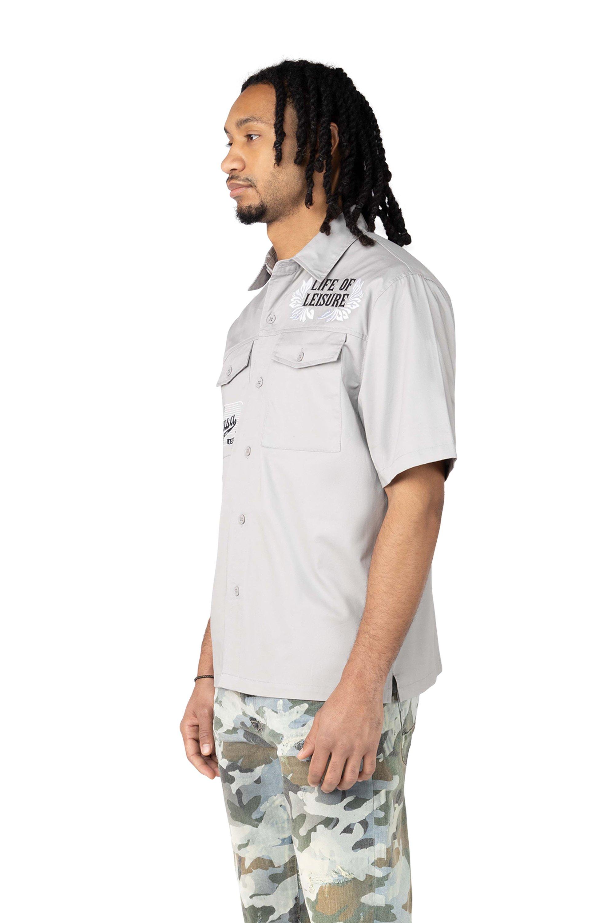 Smoke Rise Men's Casa Del Mar Shirt - LT GREY Thumbnail View 3