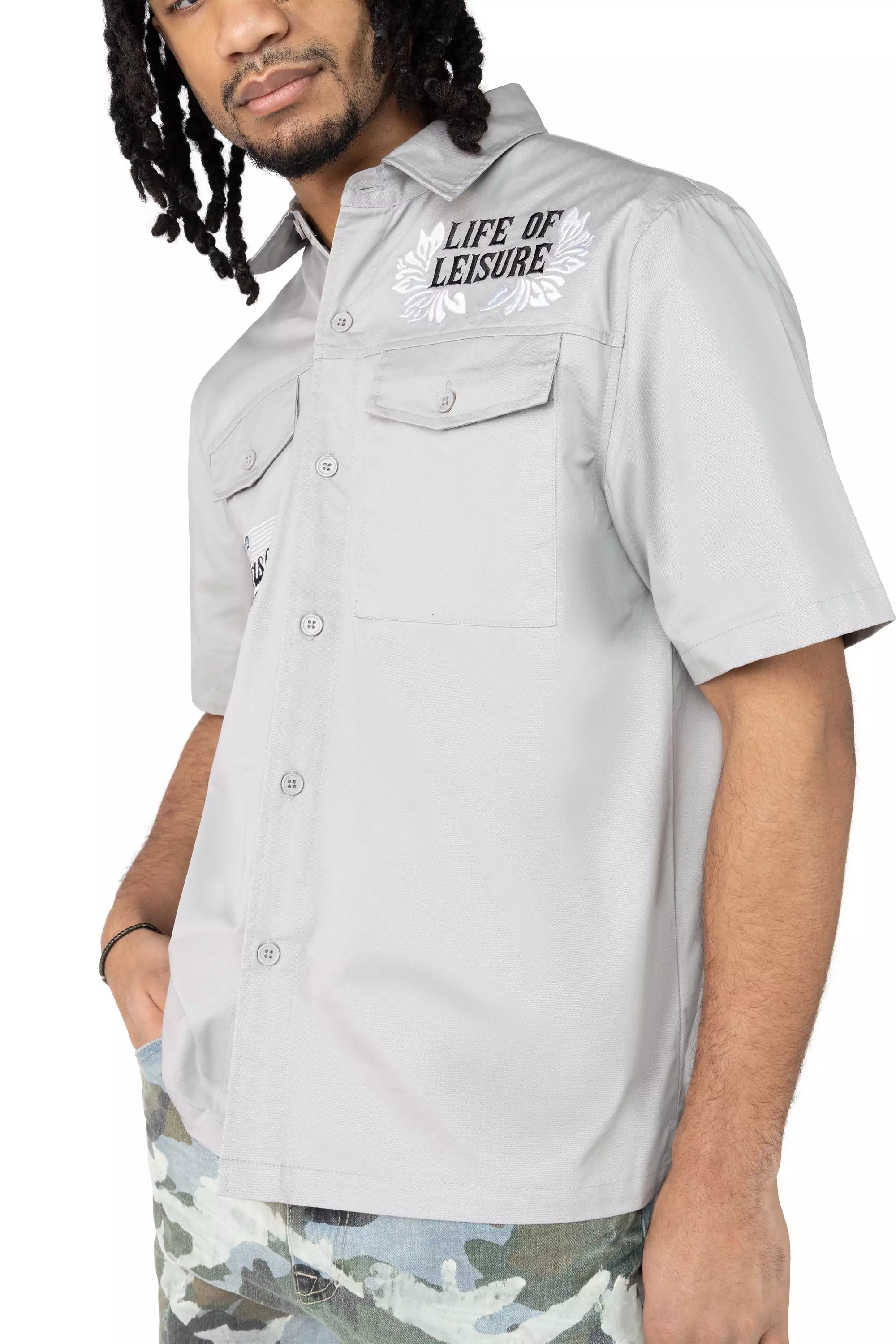 Smoke Rise Men's Casa Del Mar Shirt - LT GREY