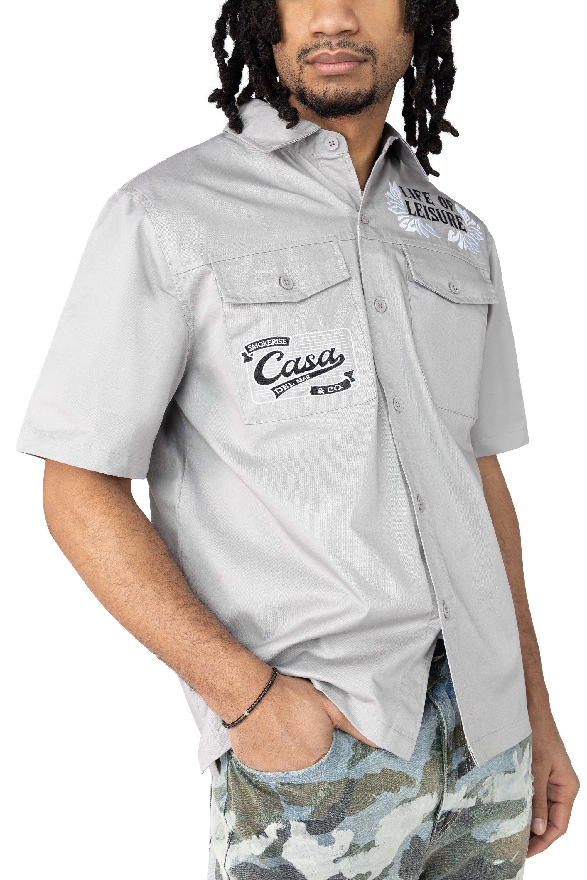 Smoke Rise Men's Casa Del Mar Shirt - LT GREY Thumbnail View 5
