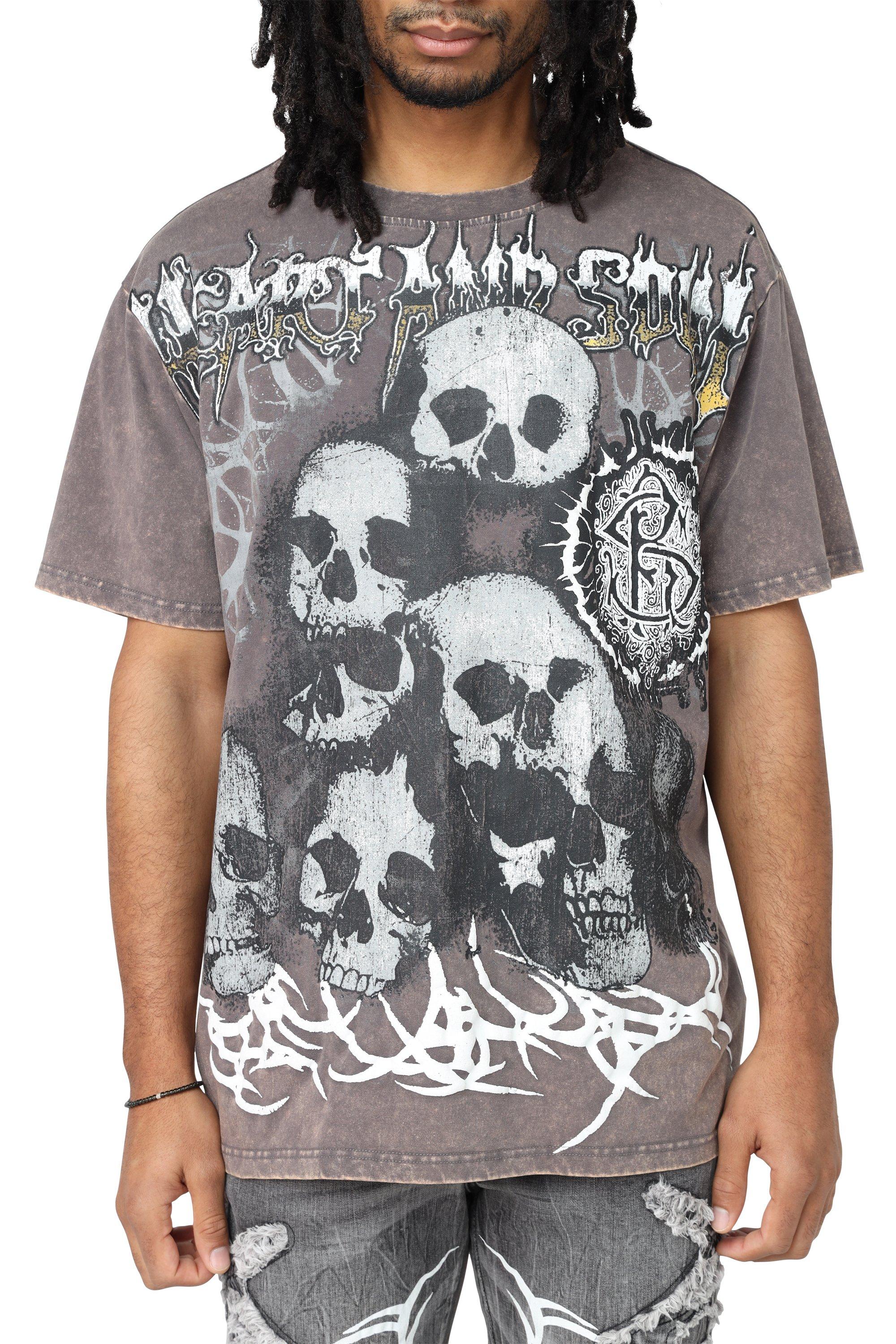 Smoke Rise Men's Dystopia Skulls Graphic Tee - Pavement