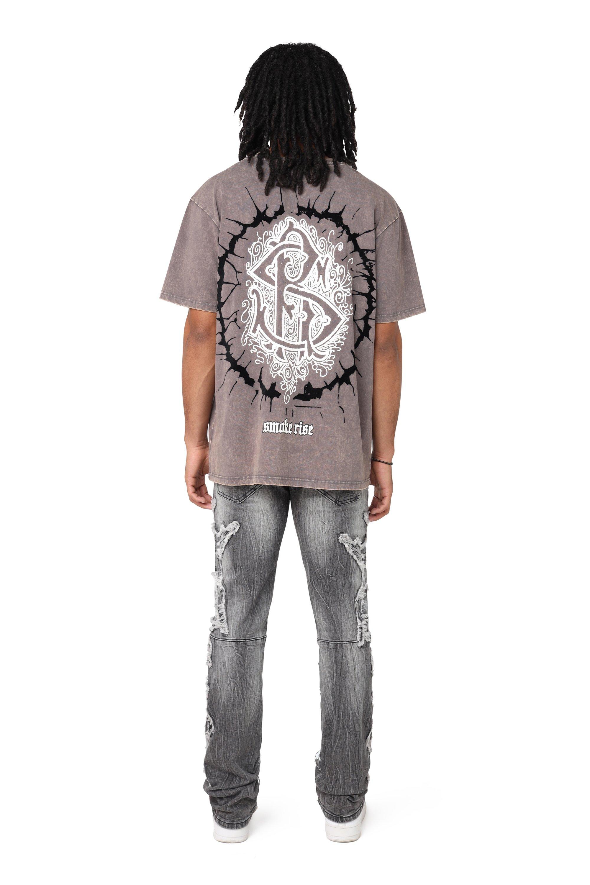 Smoke Rise Men's Dystopia Skulls Tee - Pavement - GREY Thumbnail View 4