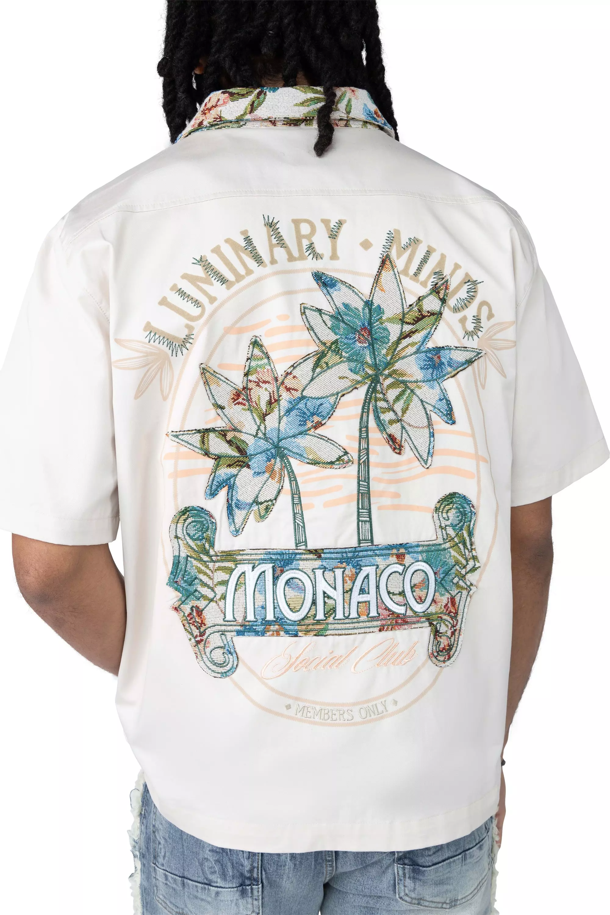 Smoke Rise Men's Monaco Tapestry Shirt - Chalk