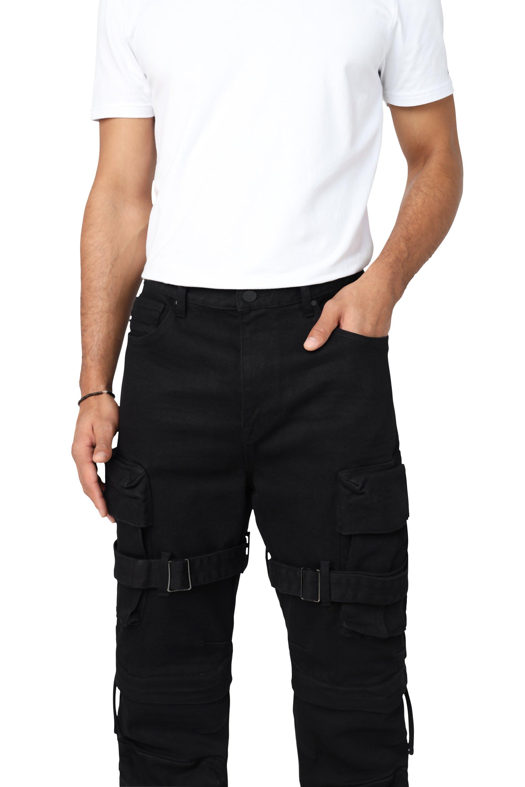 Smoke Rise Men's Retro 2-Fer Utility Pants - Jet Black - BLACK Thumbnail View 4