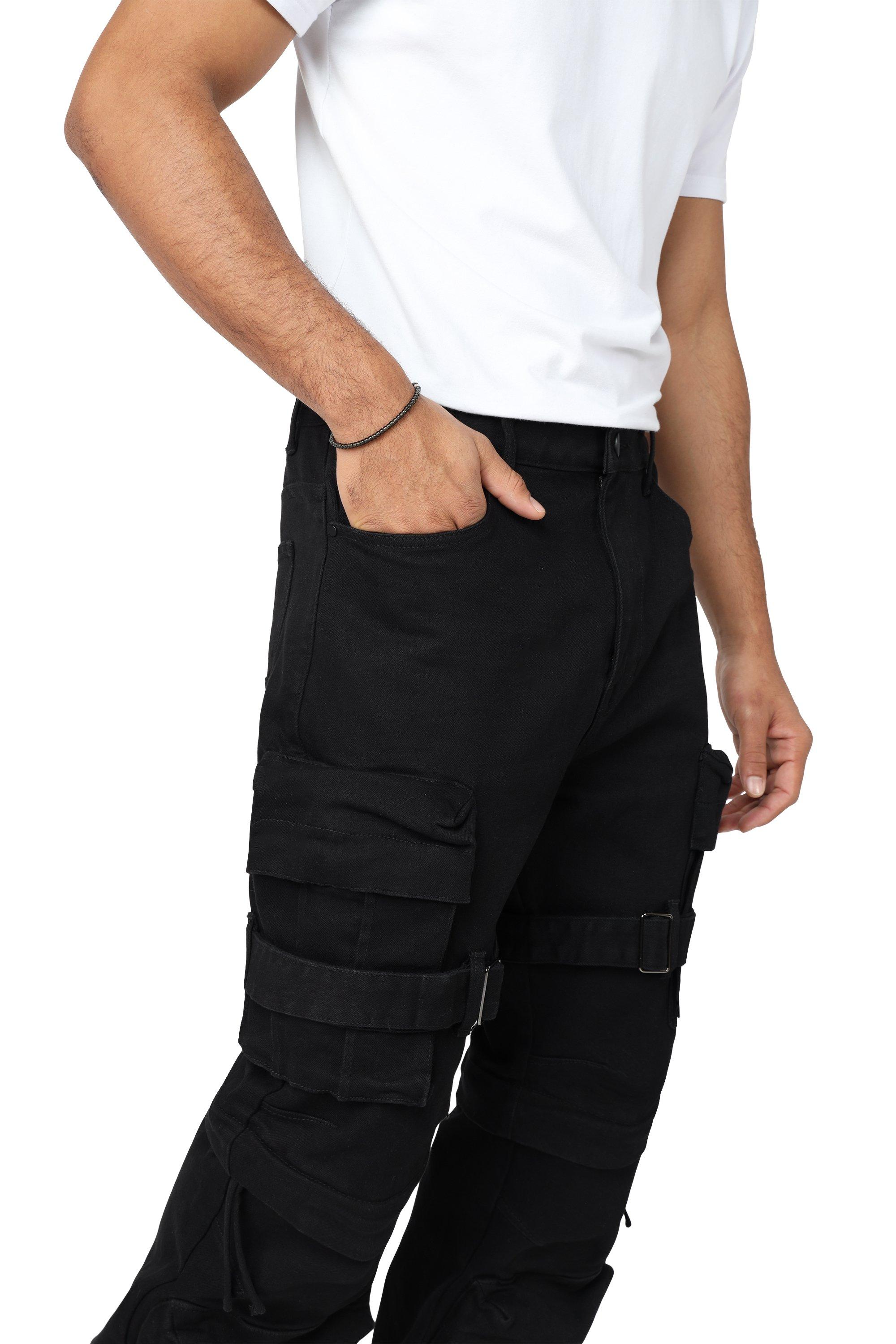 Smoke Rise Men's Retro 2-Fer Utility Pants - Jet Black - BLACK Thumbnail View 5