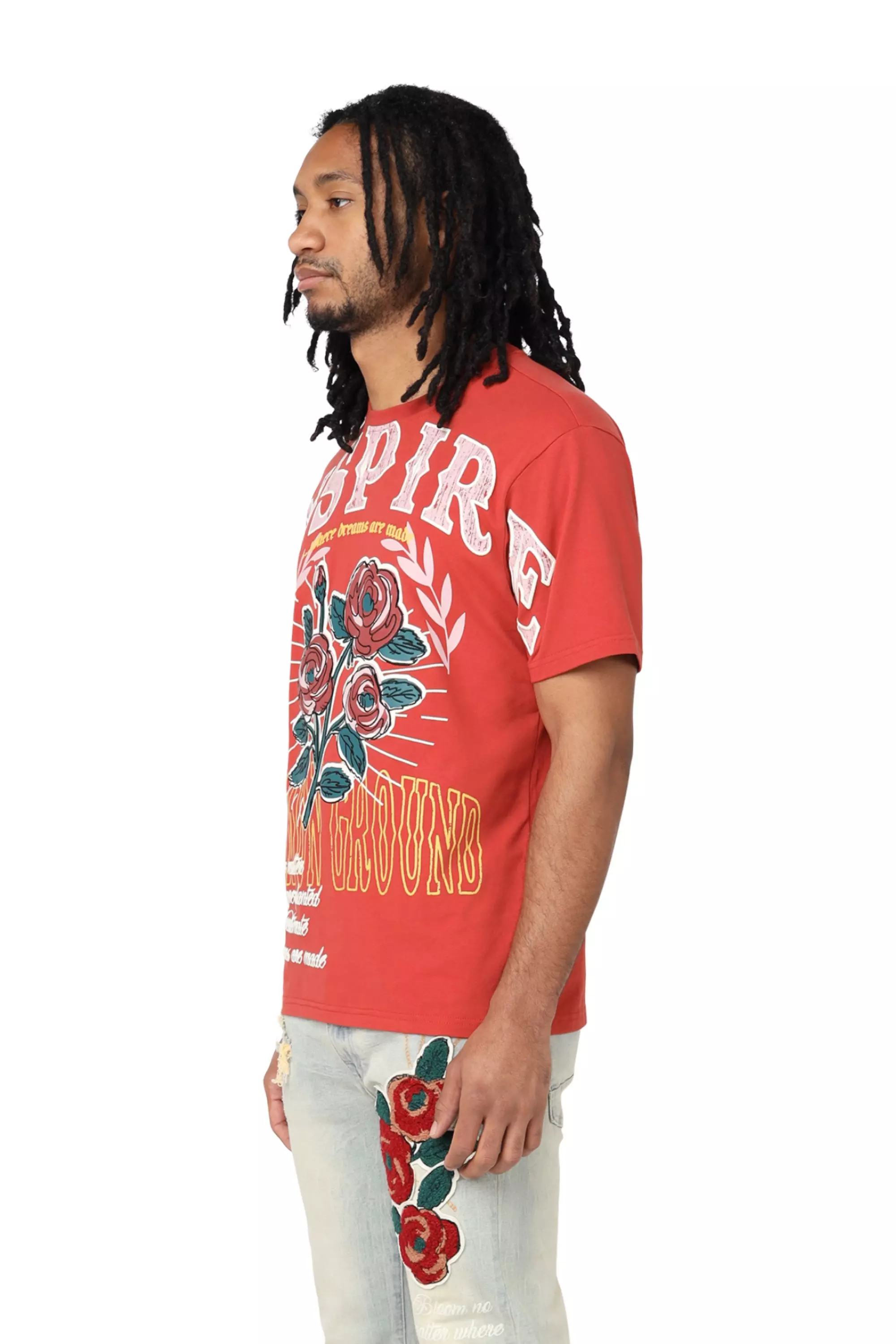 Smoke Rise Men's Roses Tandoori Tee - RUST