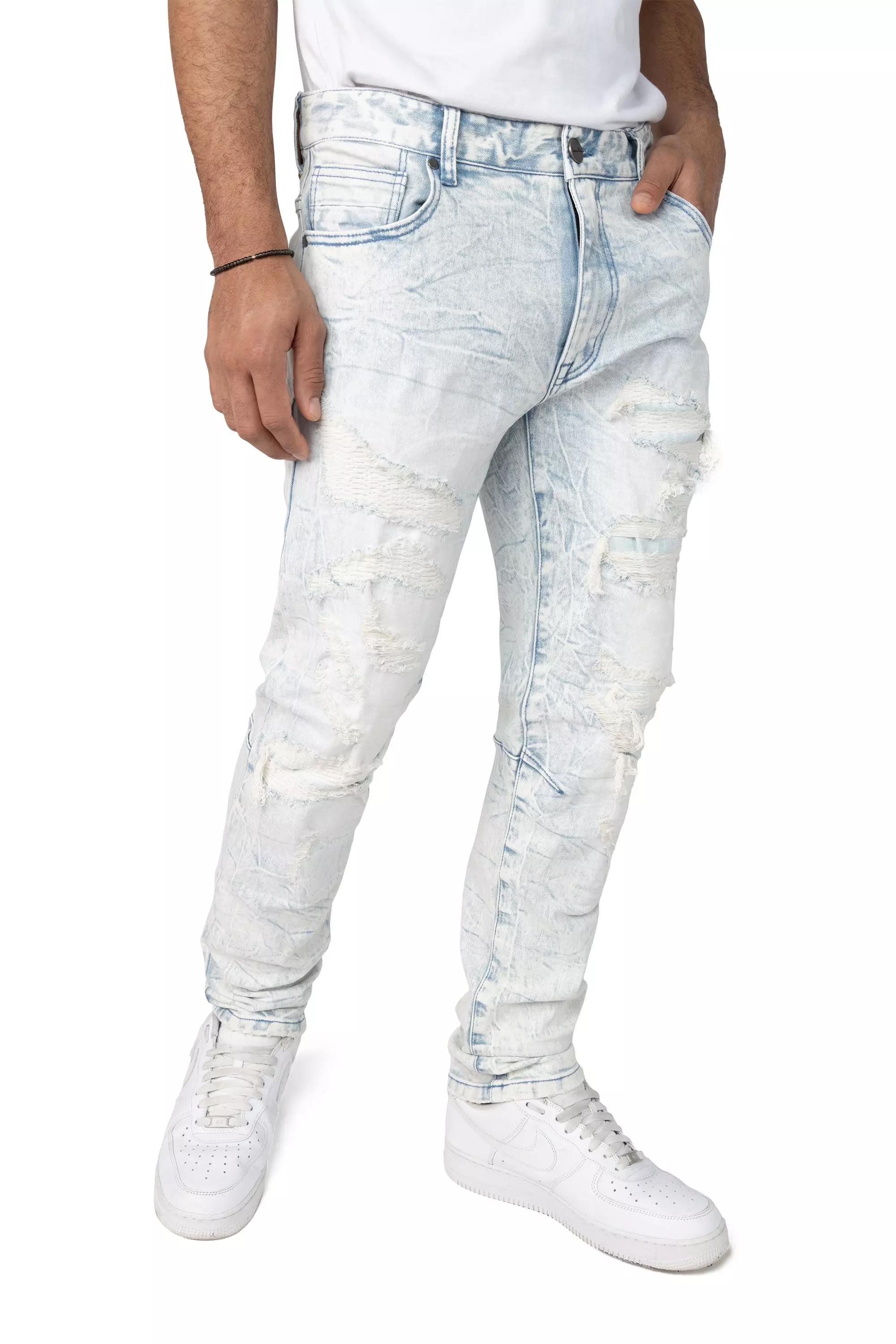 Smoke Rise Men's Brilliant Blue Slim Fit Denim Jeans - LT BLUE